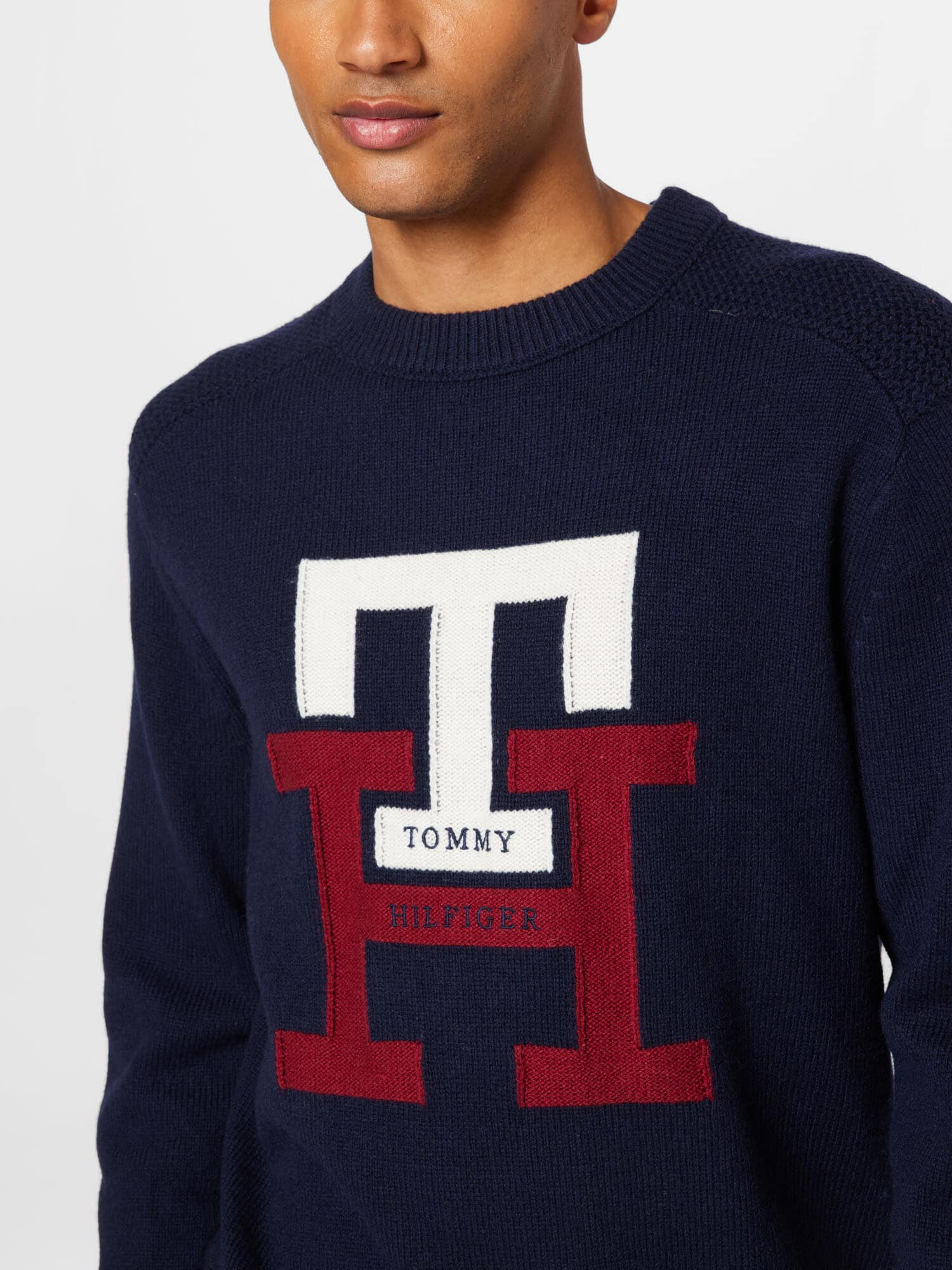 TOMMY HILFIGER Sveter námornícka modrá / krvavo červená / biela - Pepit.sk