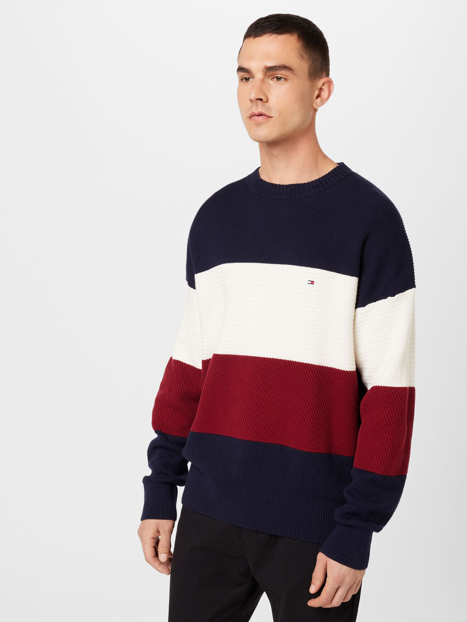 TOMMY HILFIGER Sveter námornícka modrá / krvavo červená / biela - Pepit.sk