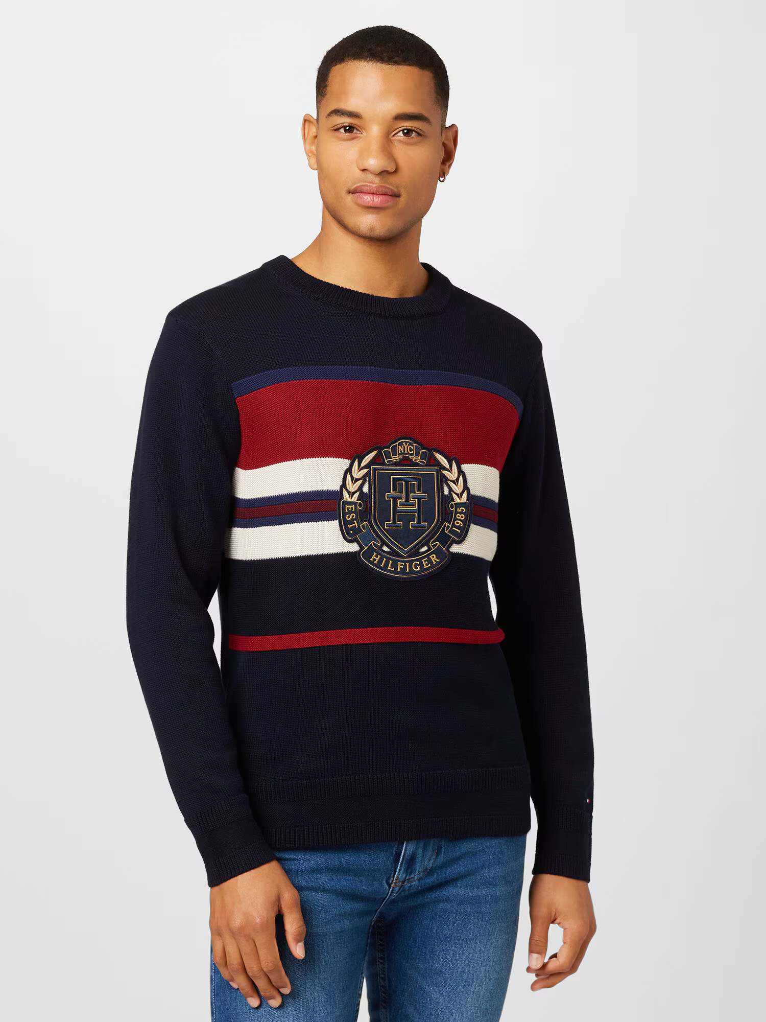 TOMMY HILFIGER Sveter námornícka modrá / tmavomodrá / červená / biela - Pepit.sk