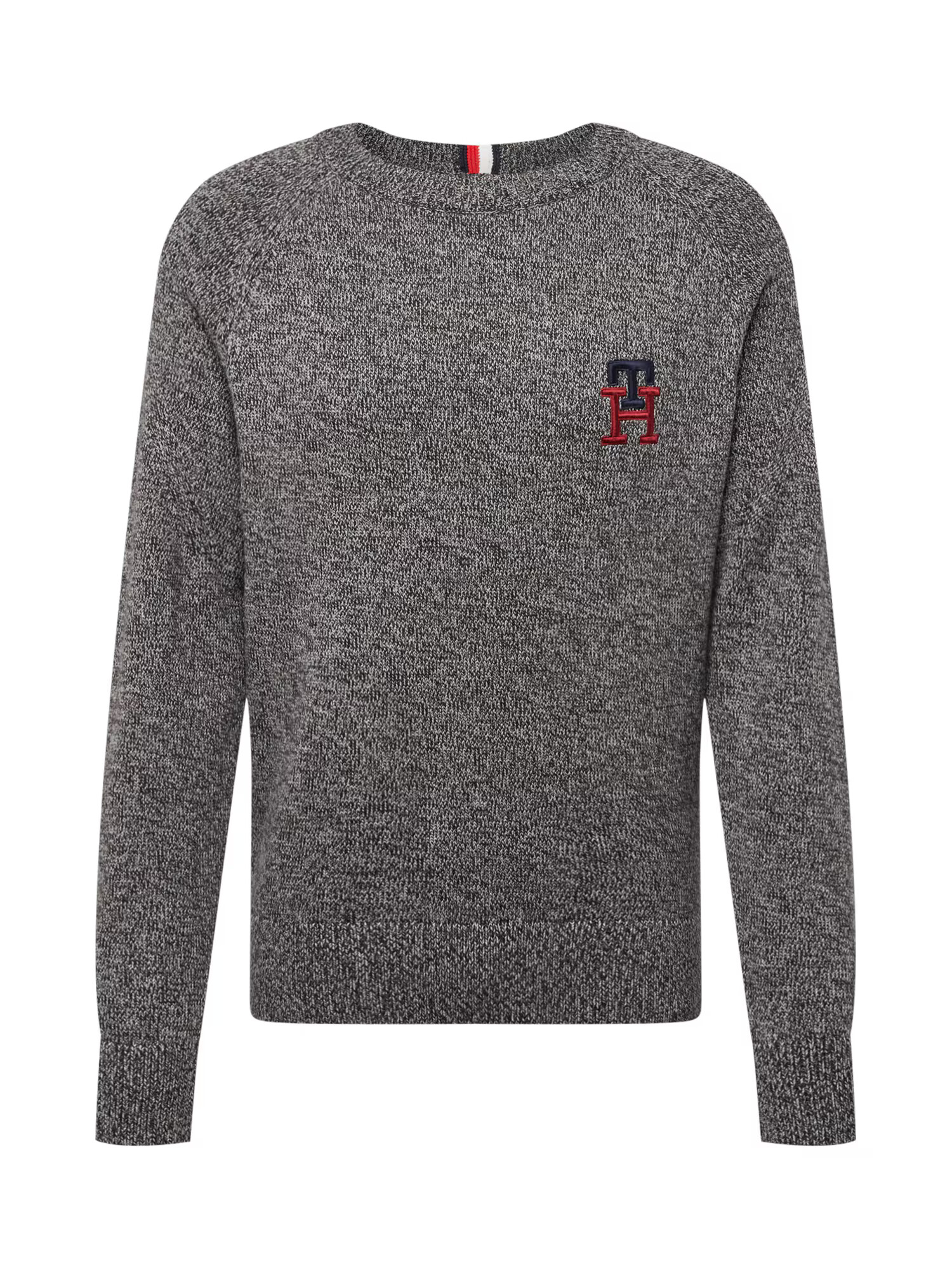 TOMMY HILFIGER Sveter sivá melírovaná / červená / čierna - Pepit.sk