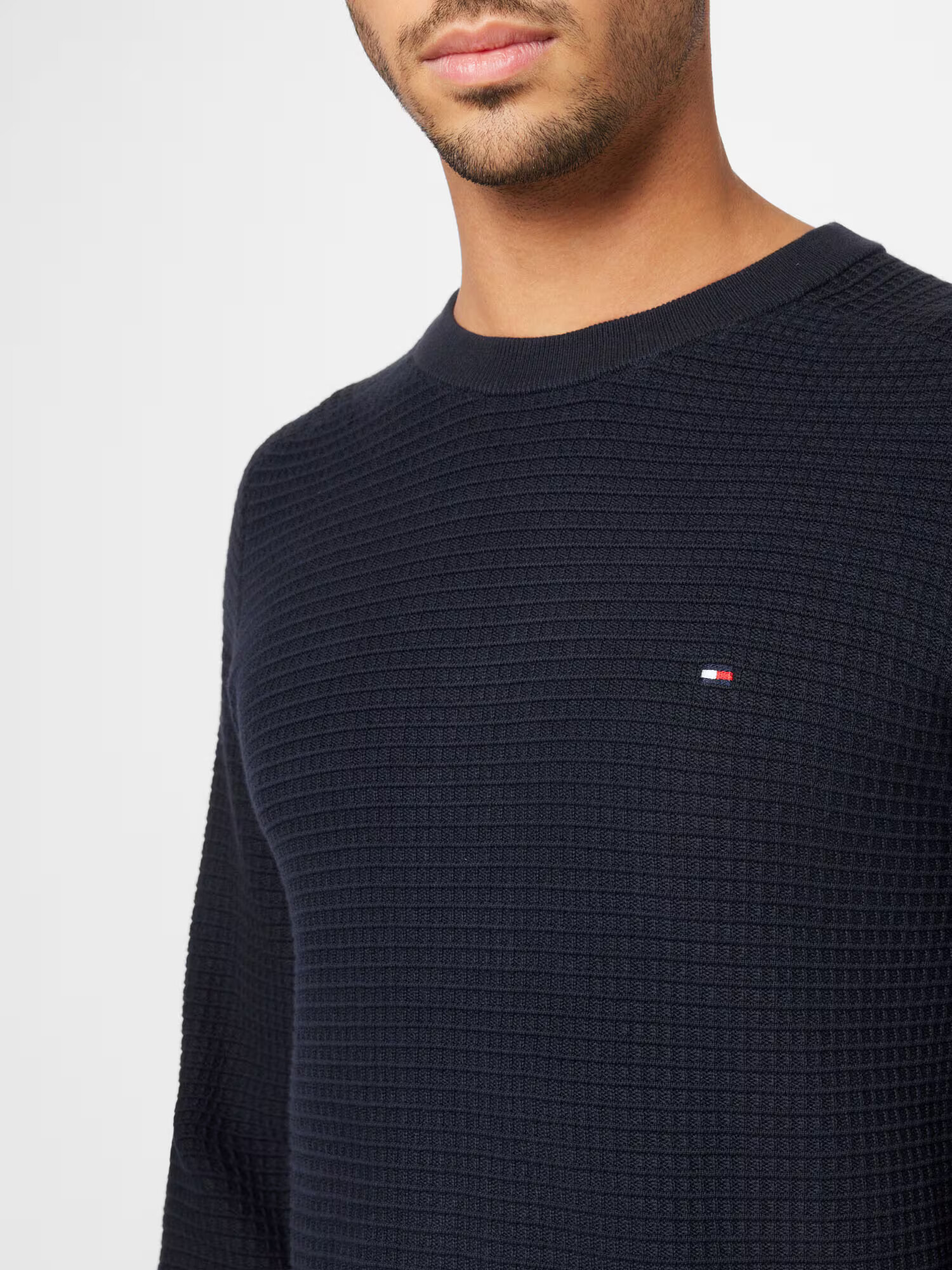 TOMMY HILFIGER Sveter 'SPRING GRID' tmavomodrá / červená / biela - Pepit.sk