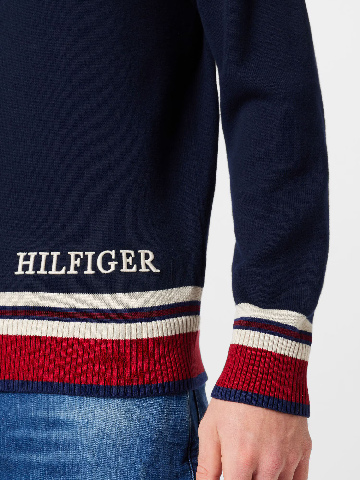 TOMMY HILFIGER Sveter tmavomodrá / červená / biela - Pepit.sk