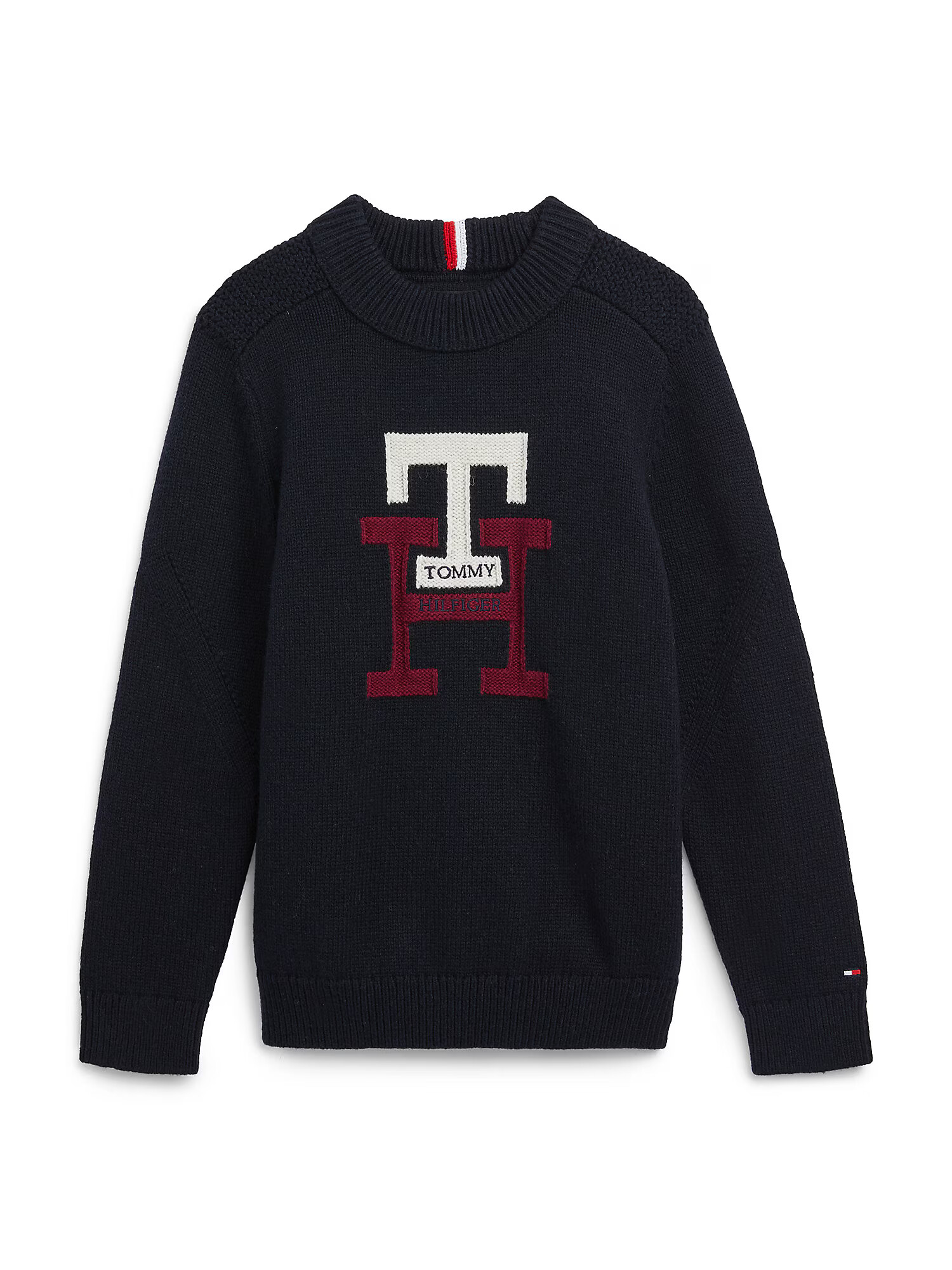 TOMMY HILFIGER Sveter tmavomodrá / vínovo červená / biela - Pepit.sk