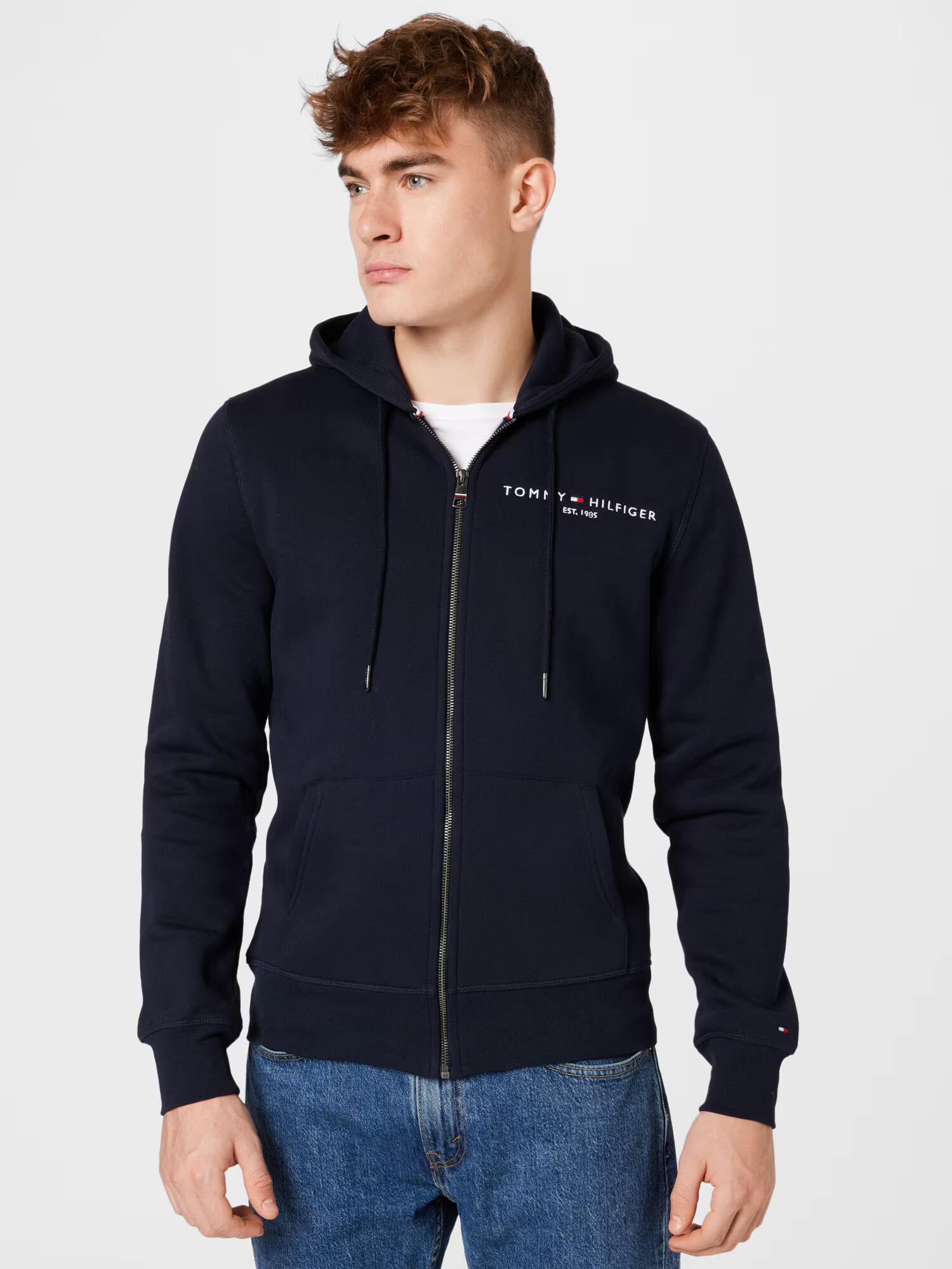 TOMMY HILFIGER Tepláková bunda tmavomodrá / červená / biela - Pepit.sk