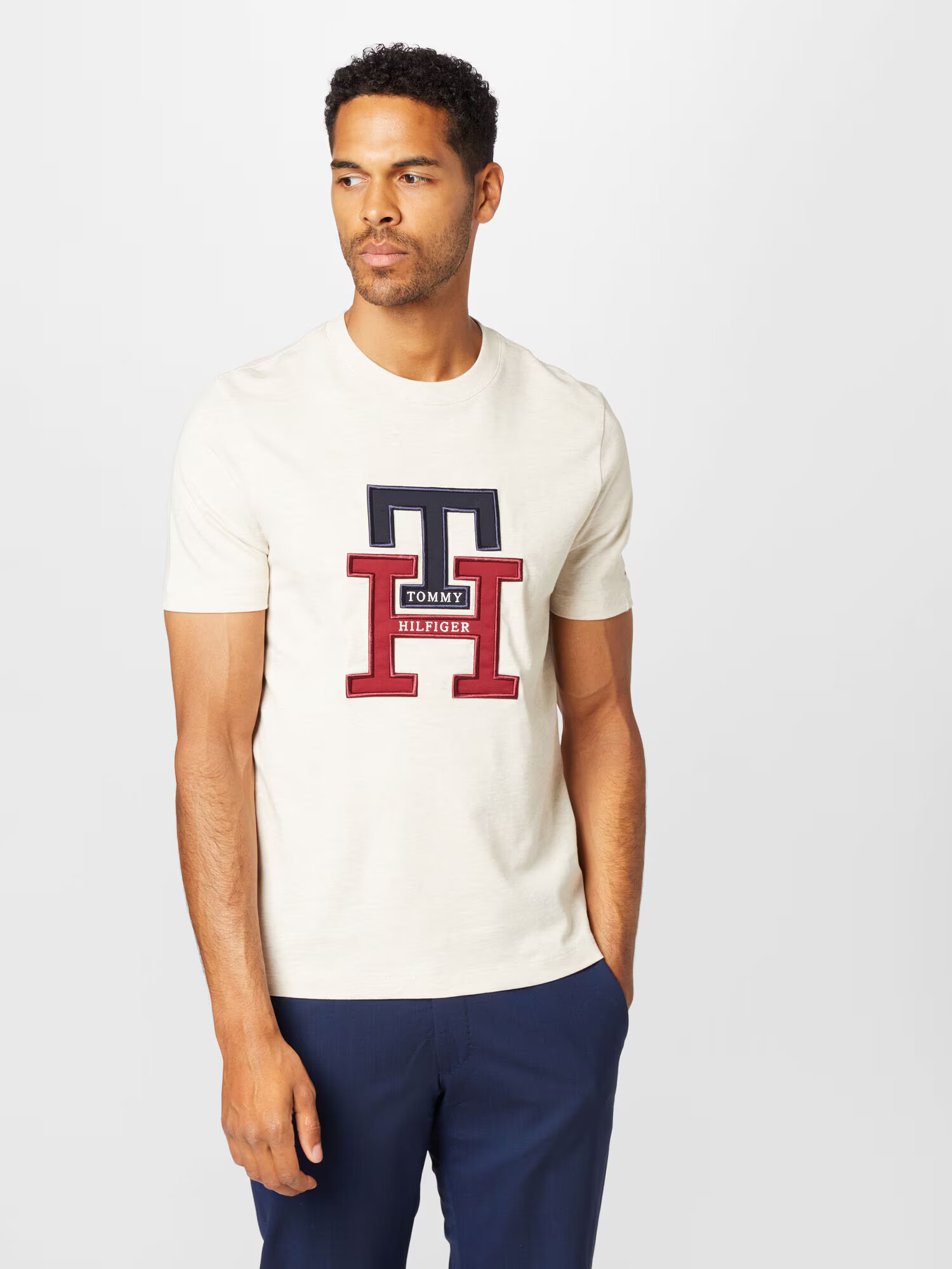 TOMMY HILFIGER Tričko námornícka modrá / melónová / šedobiela - Pepit.sk