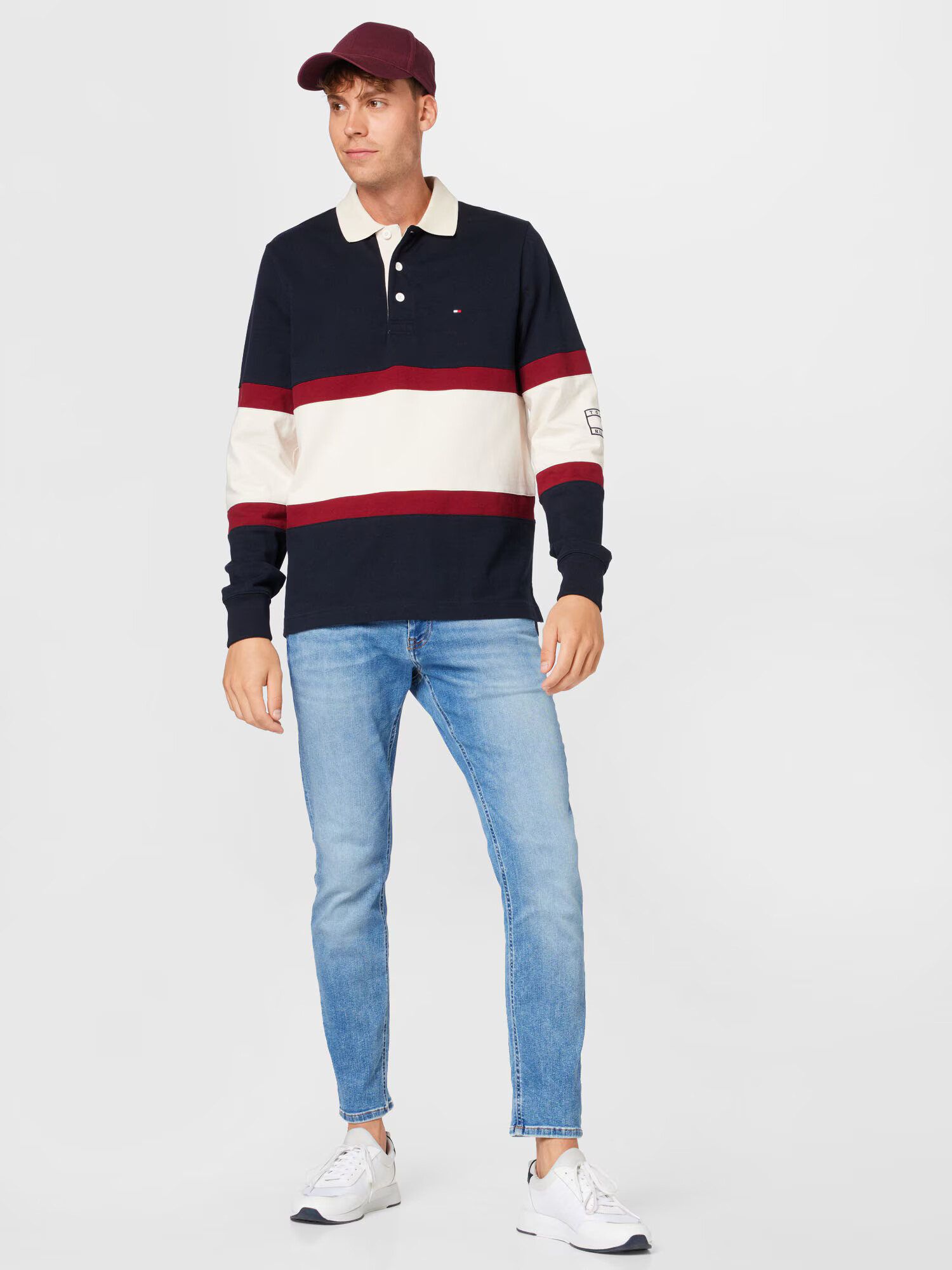 TOMMY HILFIGER Tričko námornícka modrá / ohnivo červená / biela - Pepit.sk