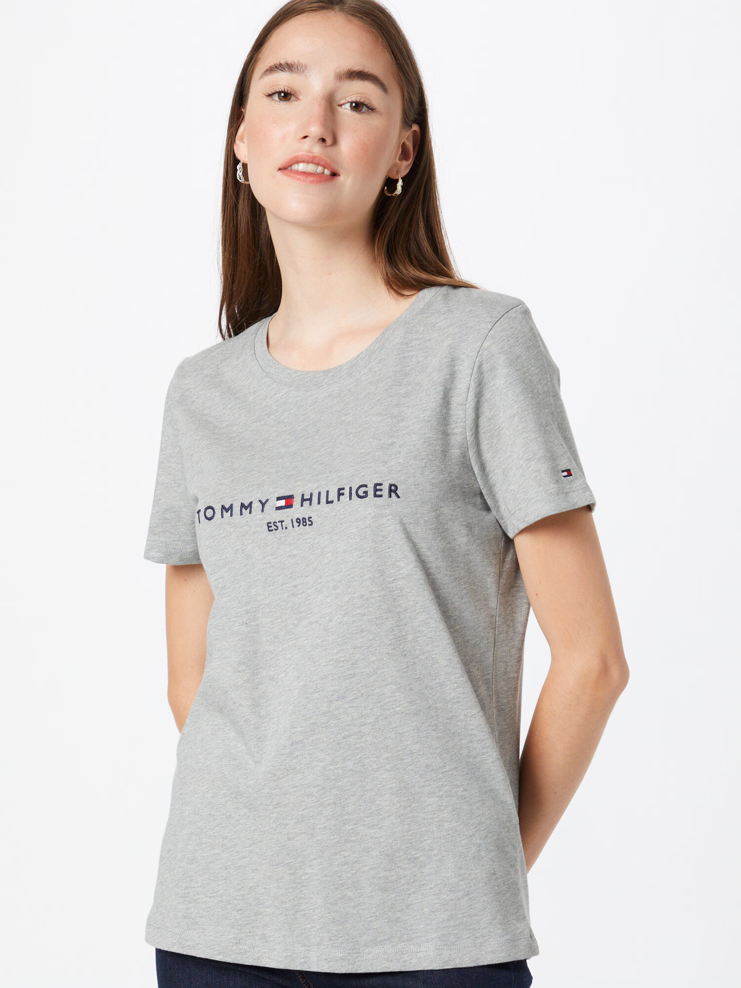 TOMMY HILFIGER Tričko námornícka modrá / sivá melírovaná / červená / biela - Pepit.sk