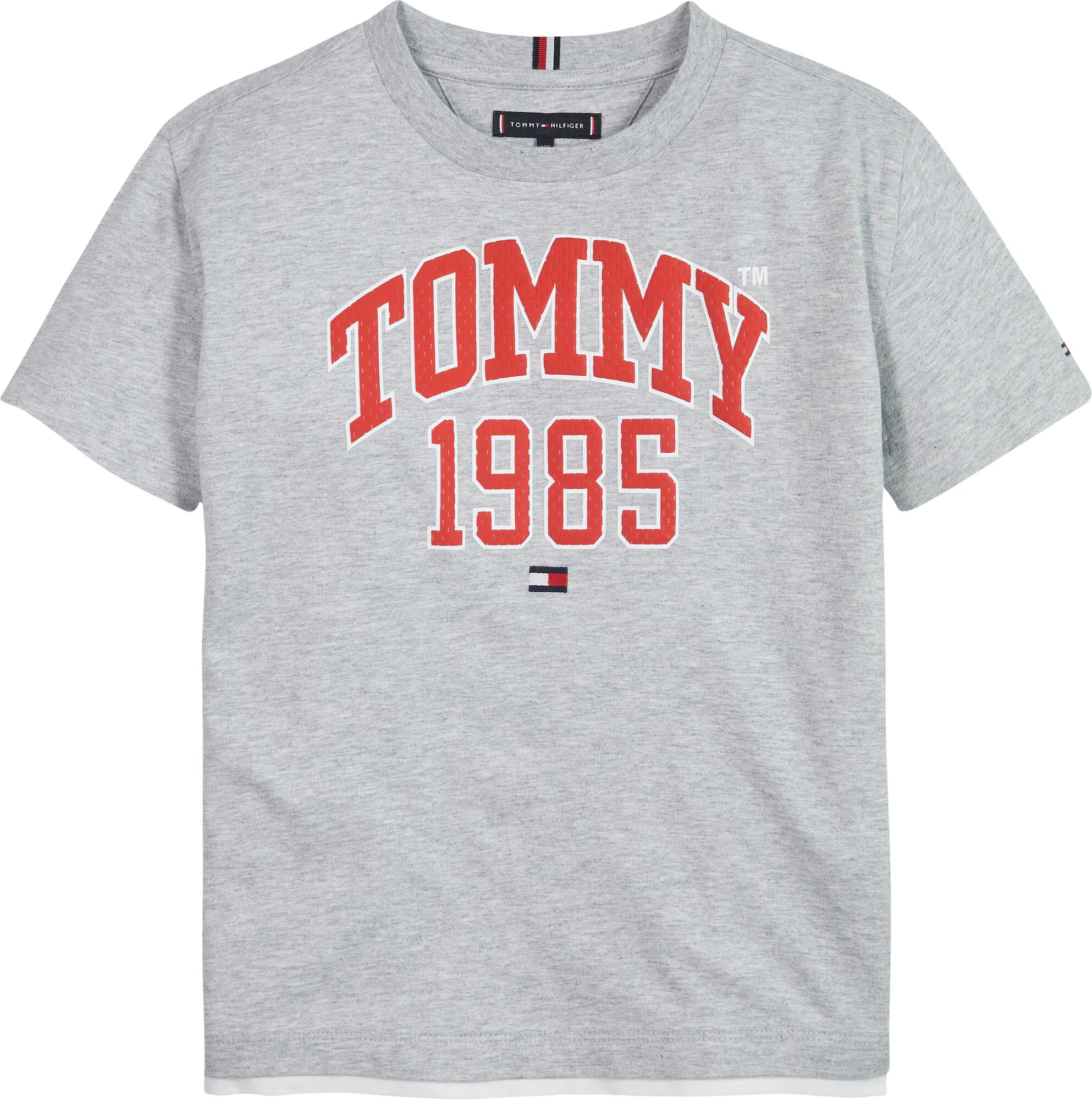 TOMMY HILFIGER Tričko námornícka modrá / sivá melírovaná / červená / biela - Pepit.sk