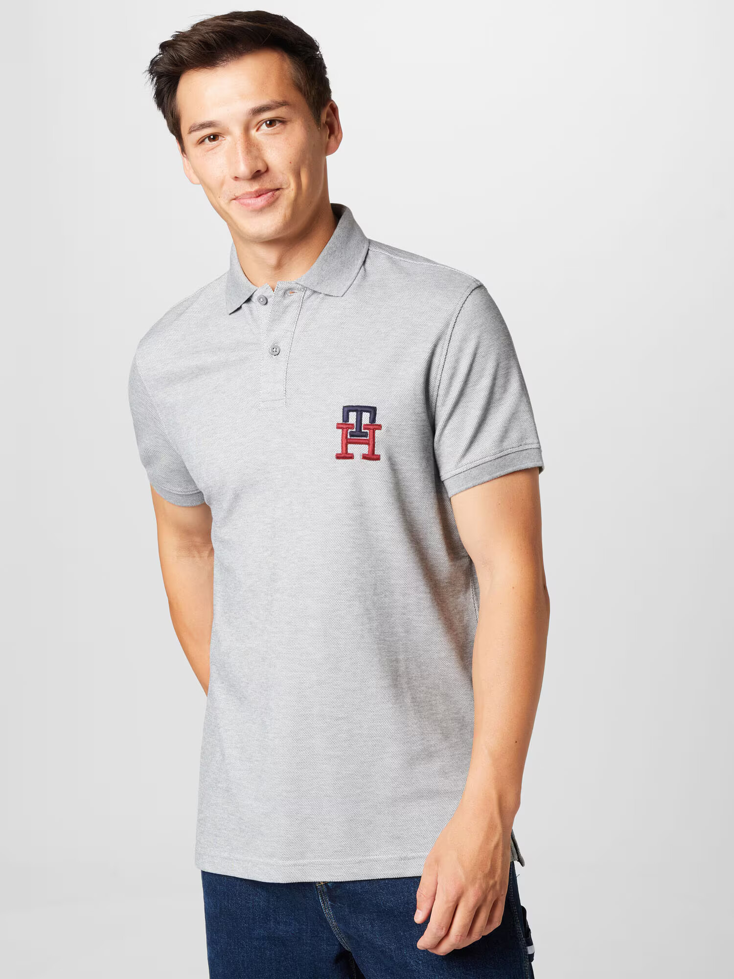 TOMMY HILFIGER Tričko námornícka modrá / sivá melírovaná / tmavočervená - Pepit.sk