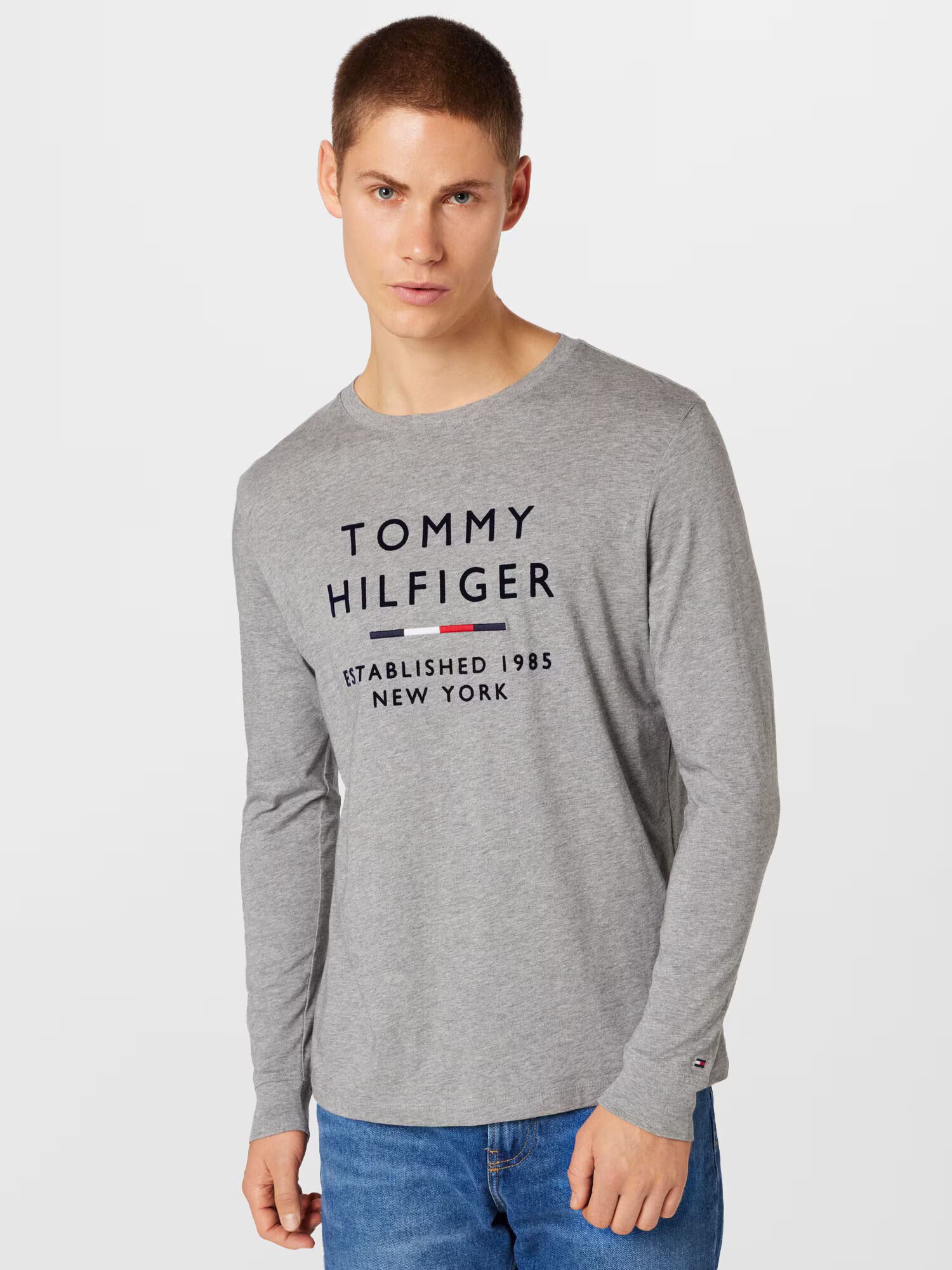 TOMMY HILFIGER Tričko sivá melírovaná / červená / čierna / biela - Pepit.sk