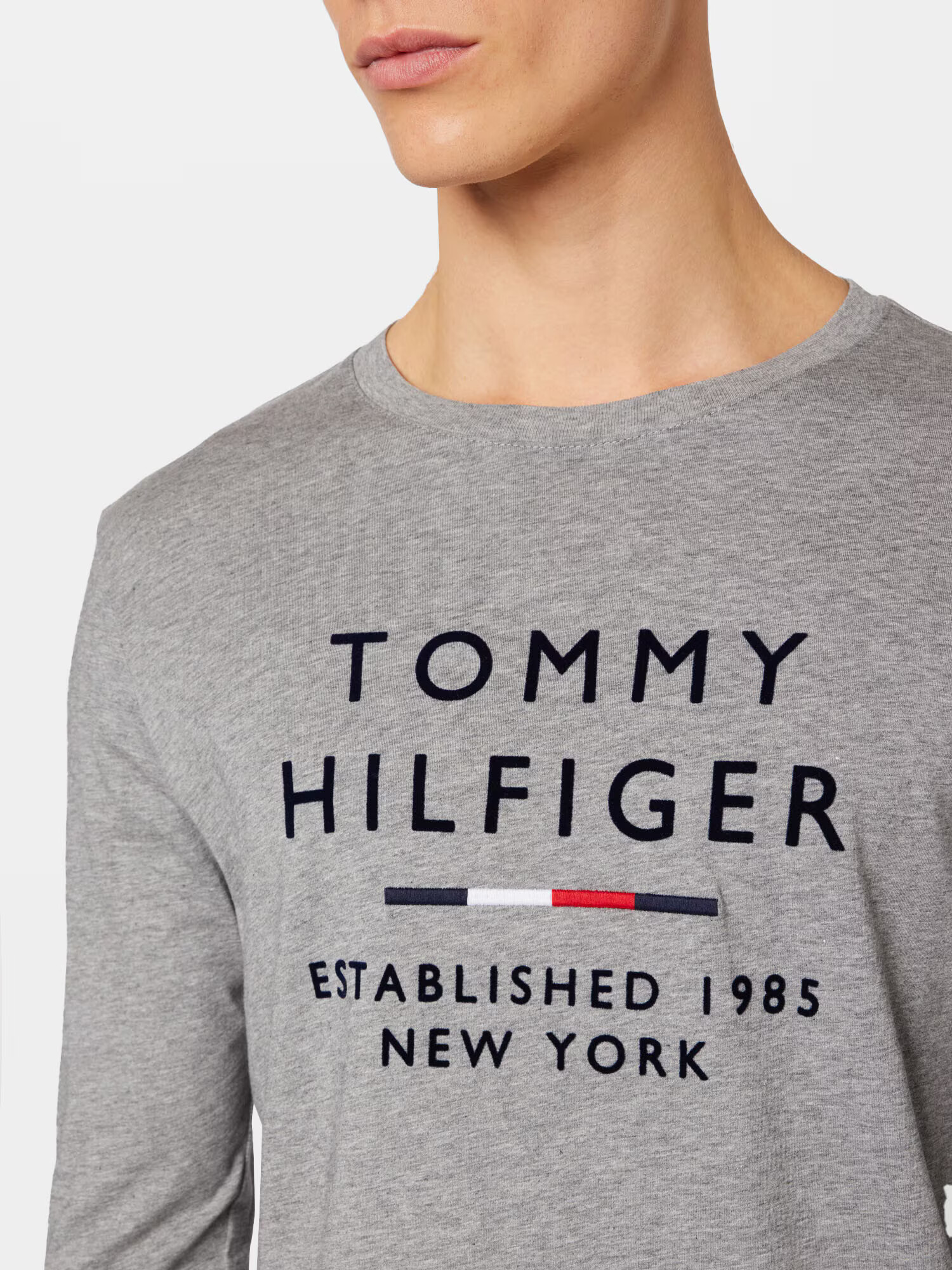 TOMMY HILFIGER Tričko sivá melírovaná / červená / čierna / biela - Pepit.sk