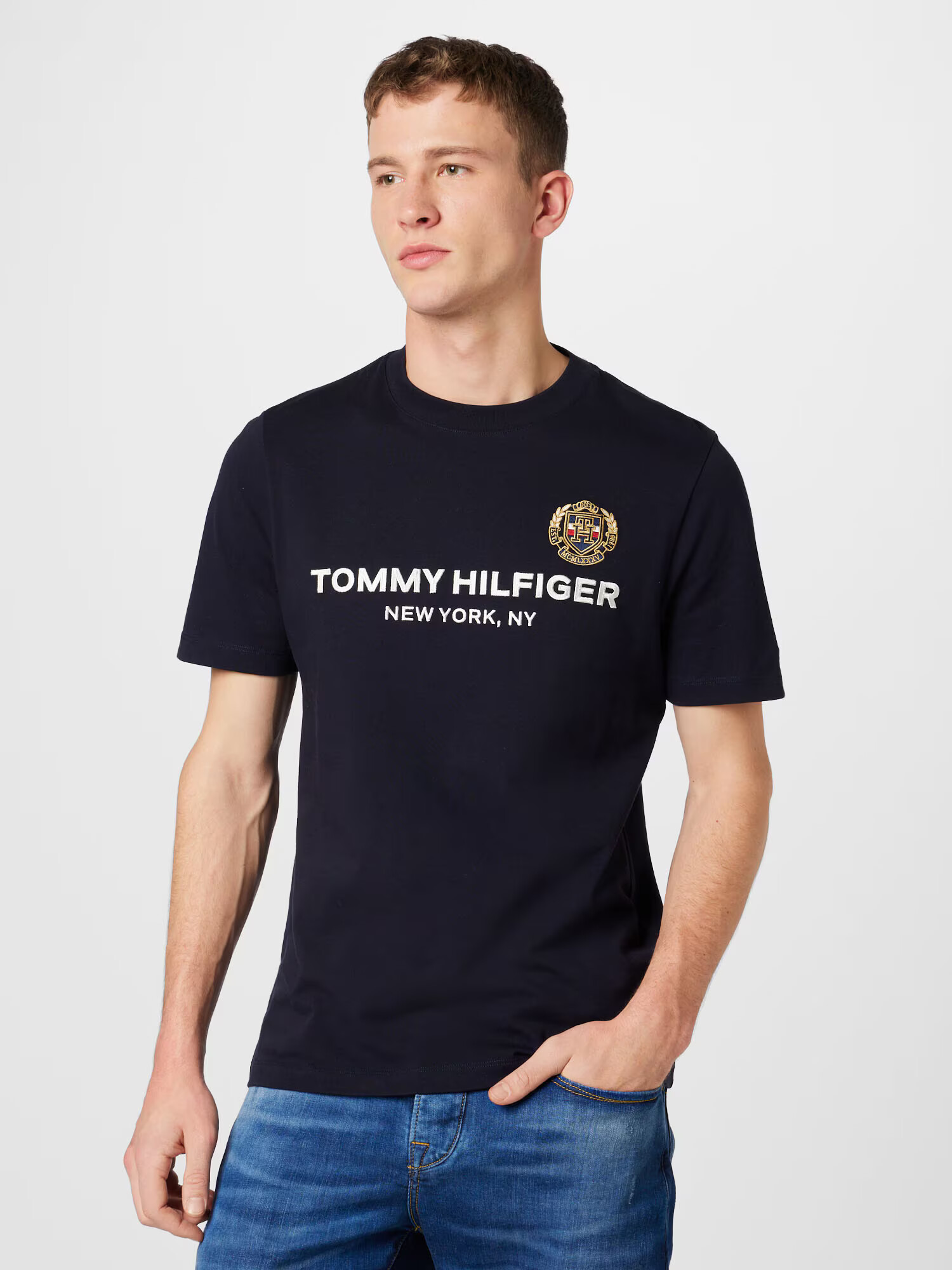 TOMMY HILFIGER Tričko tmavomodrá / biela - Pepit.sk