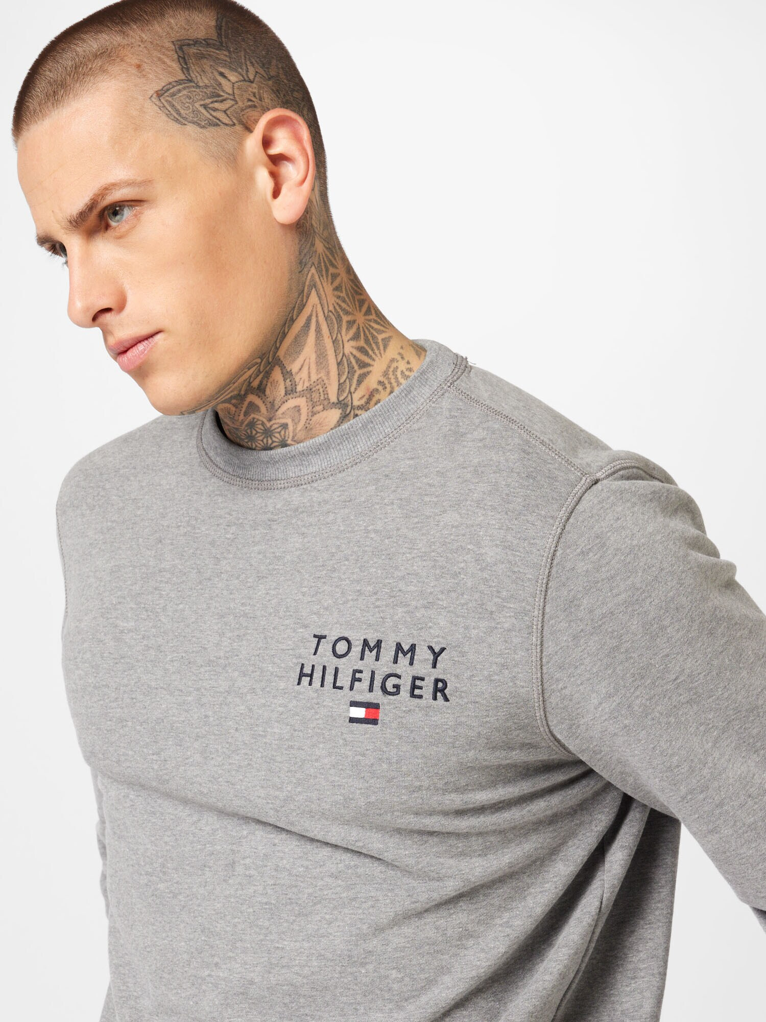 Tommy Hilfiger Underwear Mikina námornícka modrá / sivá melírovaná / červená / biela - Pepit.sk