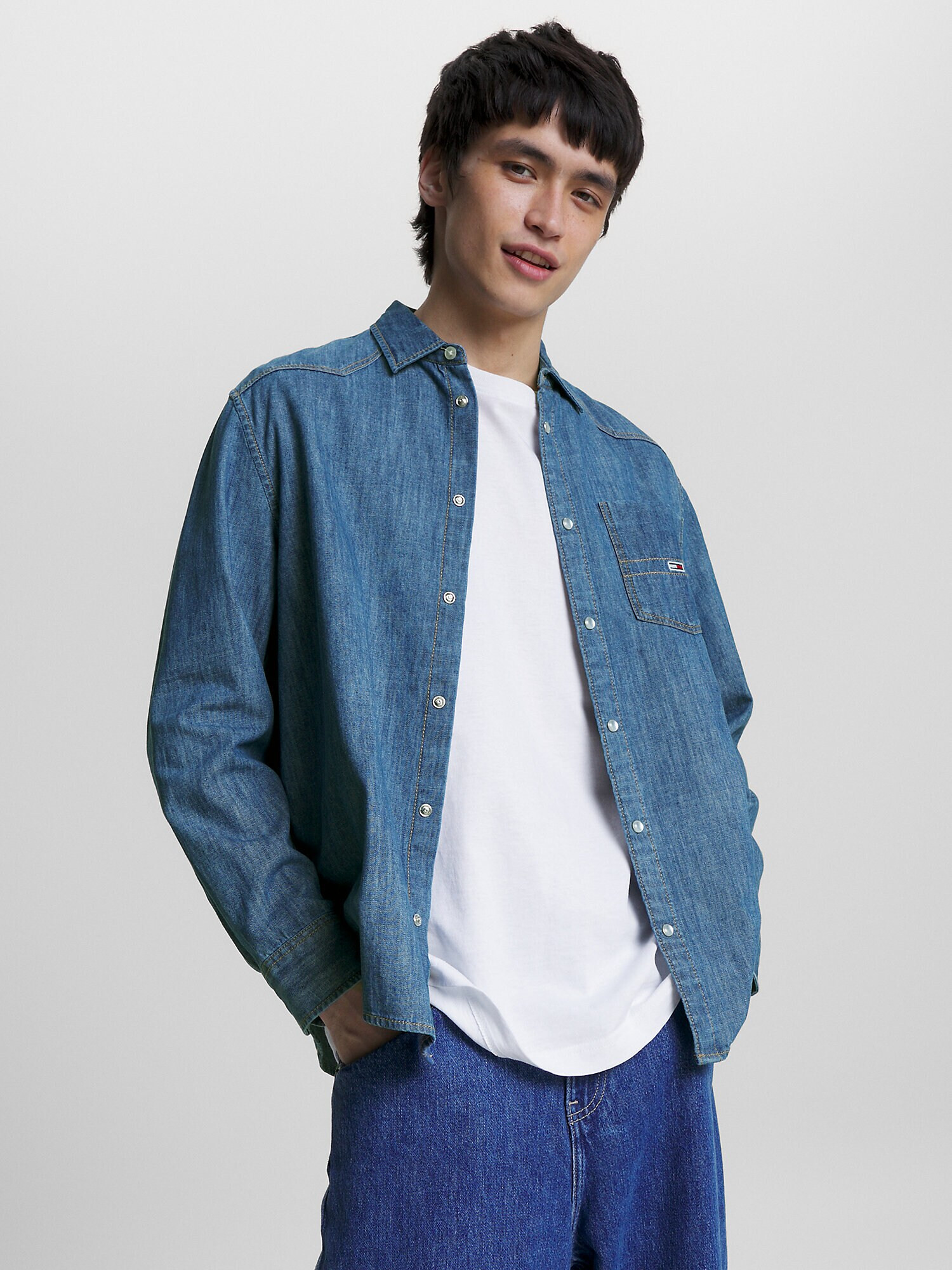 Tommy Jeans Košeľa modrá denim - Pepit.sk