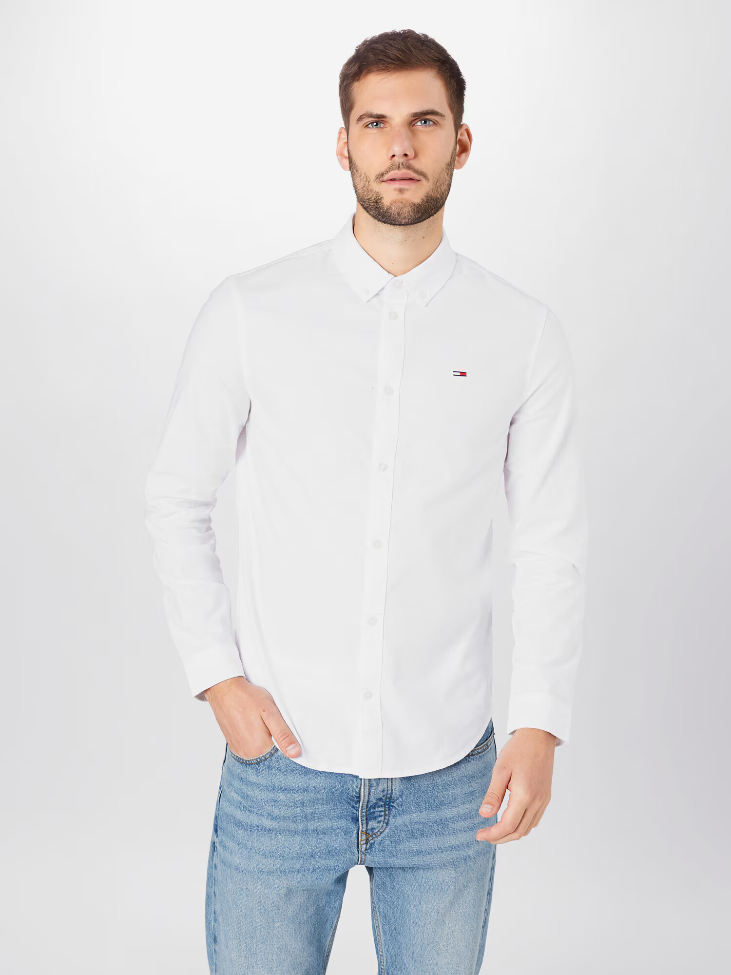 Tommy Jeans Košeľa 'Oxford' námornícka modrá / svetločervená / biela - Pepit.sk