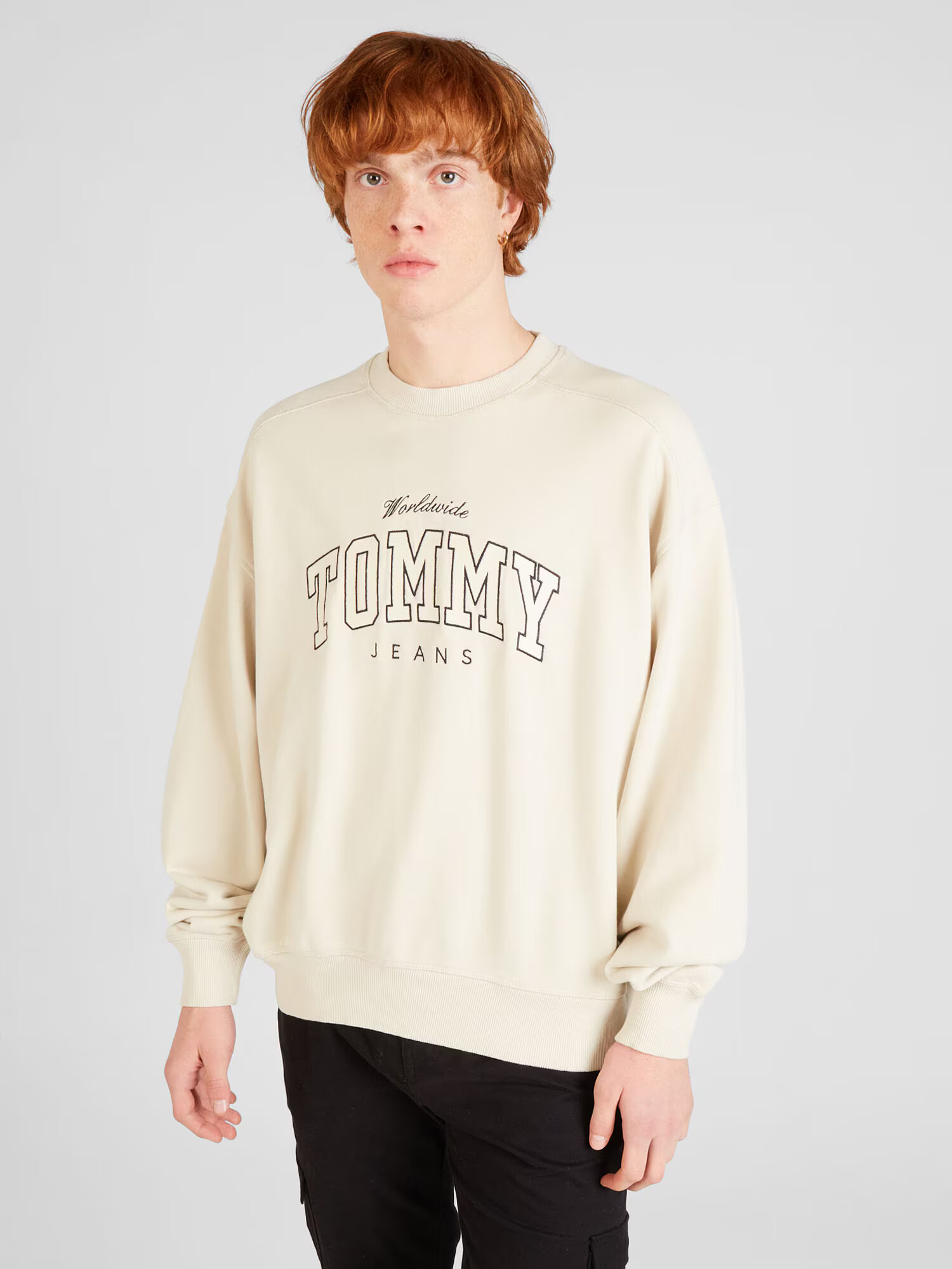 Tommy Jeans Mikina béžová / čierna - Pepit.sk