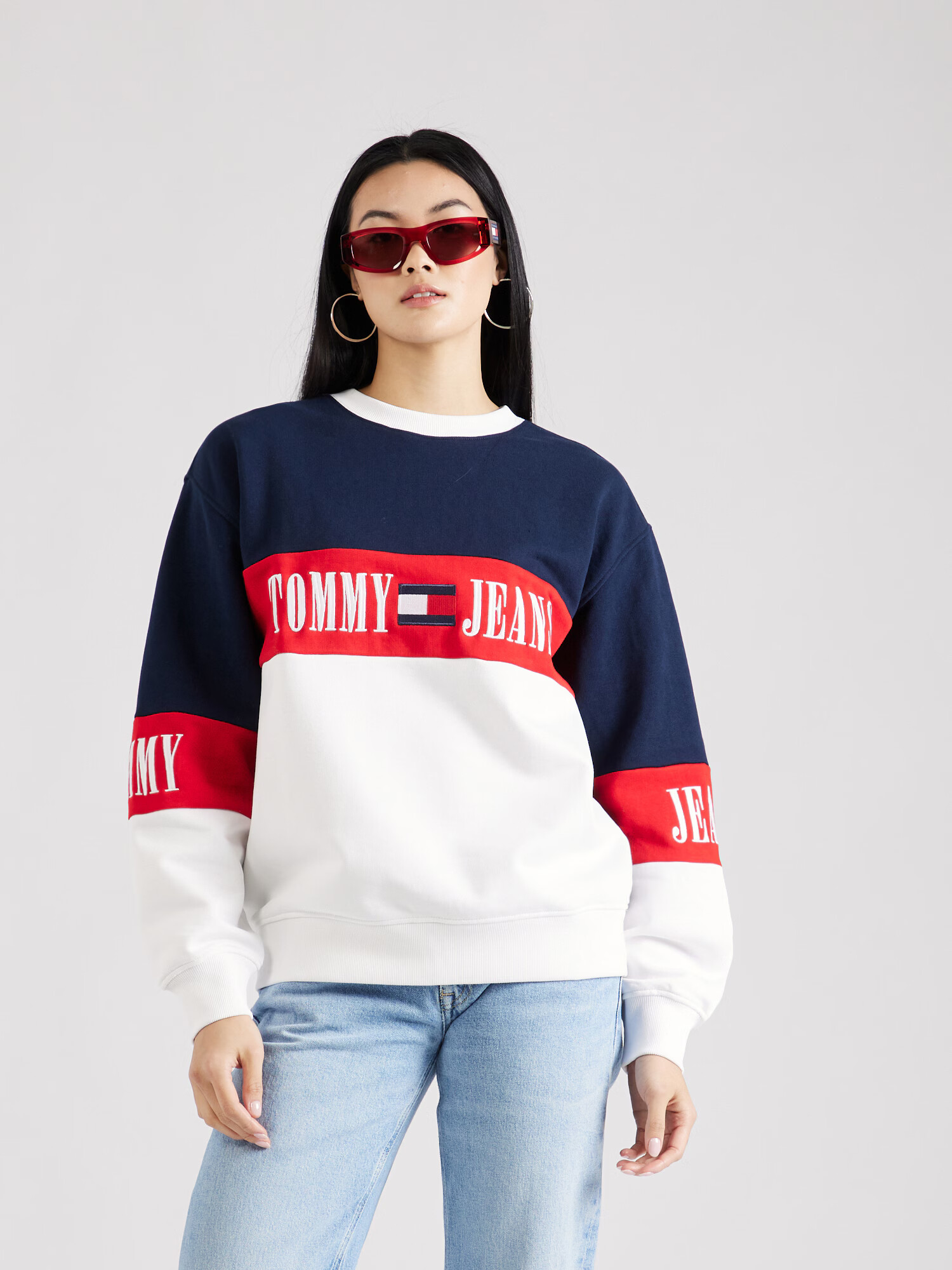 Tommy Jeans Mikina námornícka modrá / červená / biela - Pepit.sk