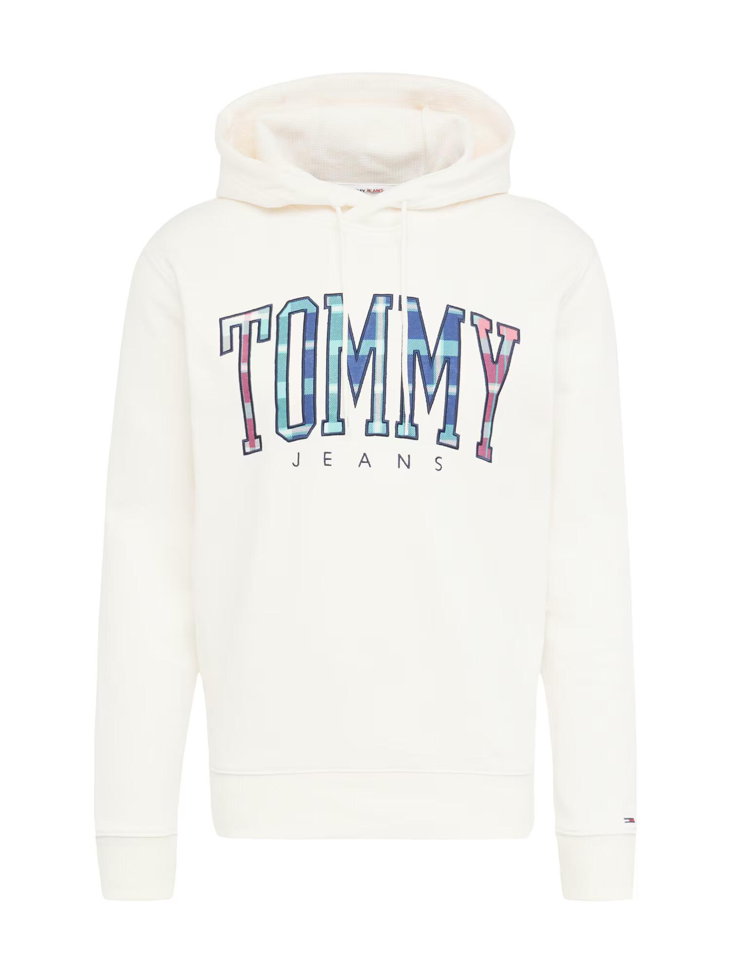 Tommy Jeans Mikina 'Tartan' modrá / ružová / čierna / biela - Pepit.sk