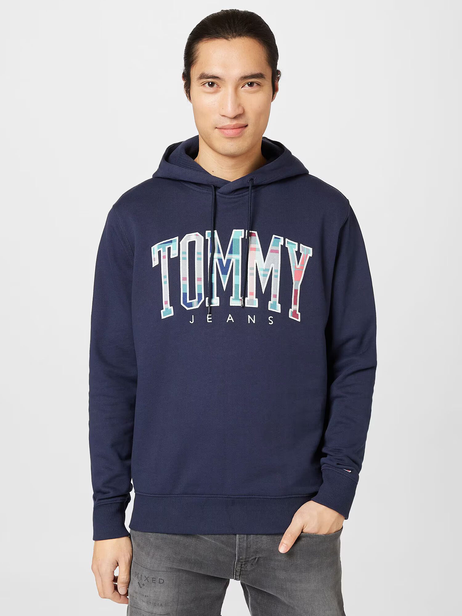 Tommy Jeans Mikina 'Tartan' vodová / tmavomodrá / farba lesného ovocia / biela - Pepit.sk