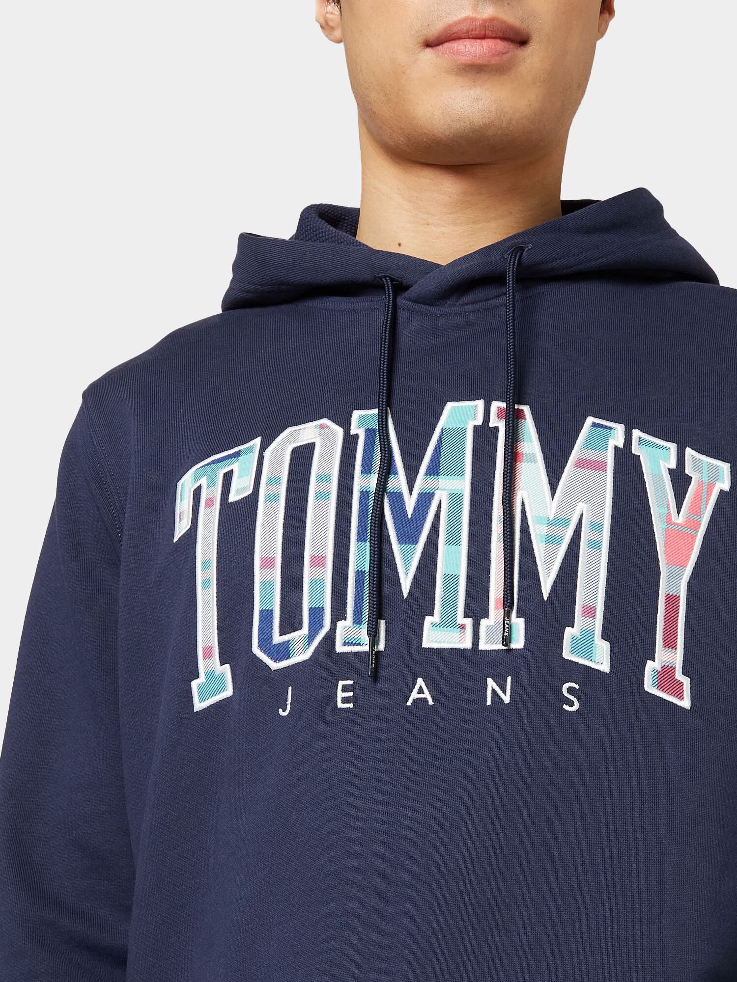 Tommy Jeans Mikina 'Tartan' vodová / tmavomodrá / farba lesného ovocia / biela - Pepit.sk