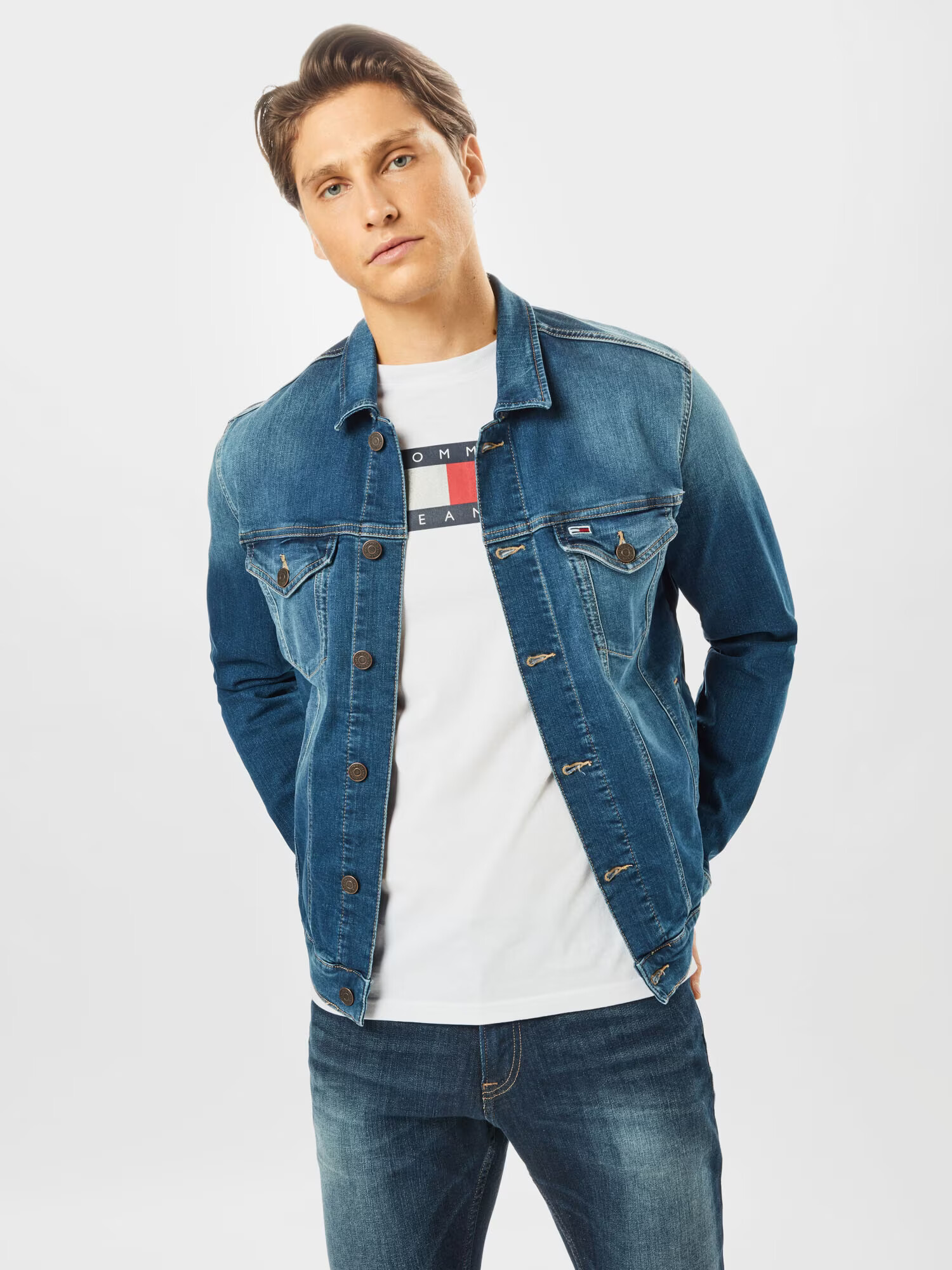 Tommy Jeans Prechodná bunda modrá denim - Pepit.sk