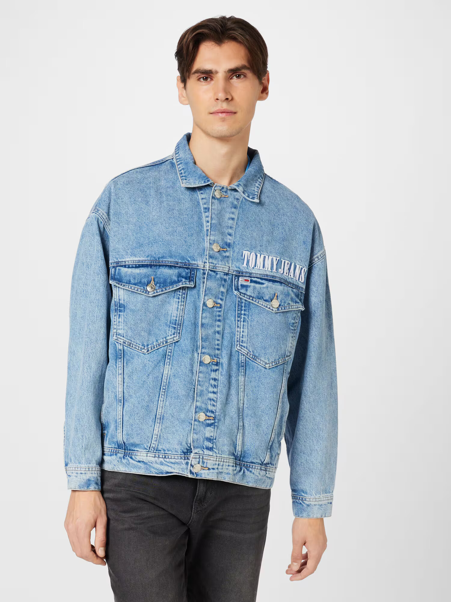 Tommy Jeans Prechodná bunda modrá denim - Pepit.sk