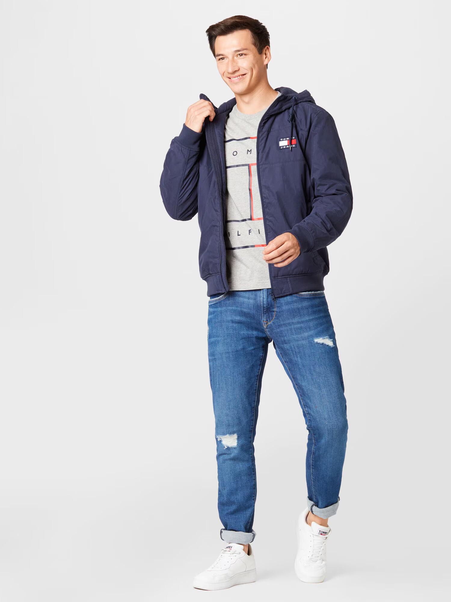 Tommy Jeans Prechodná bunda námornícka modrá / ohnivo červená / biela - Pepit.sk