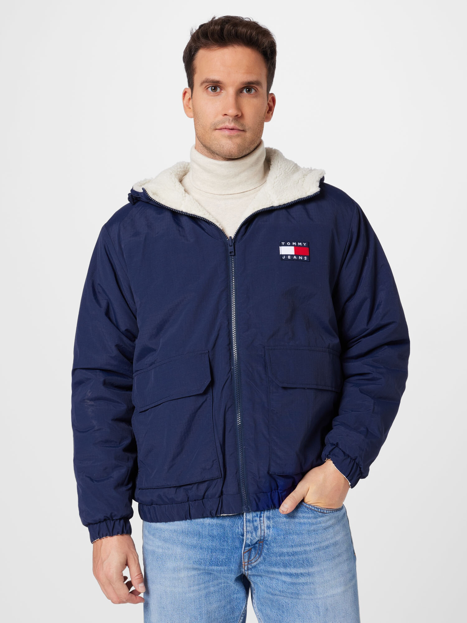 Tommy Jeans Prechodná bunda tmavomodrá / červená / biela - Pepit.sk