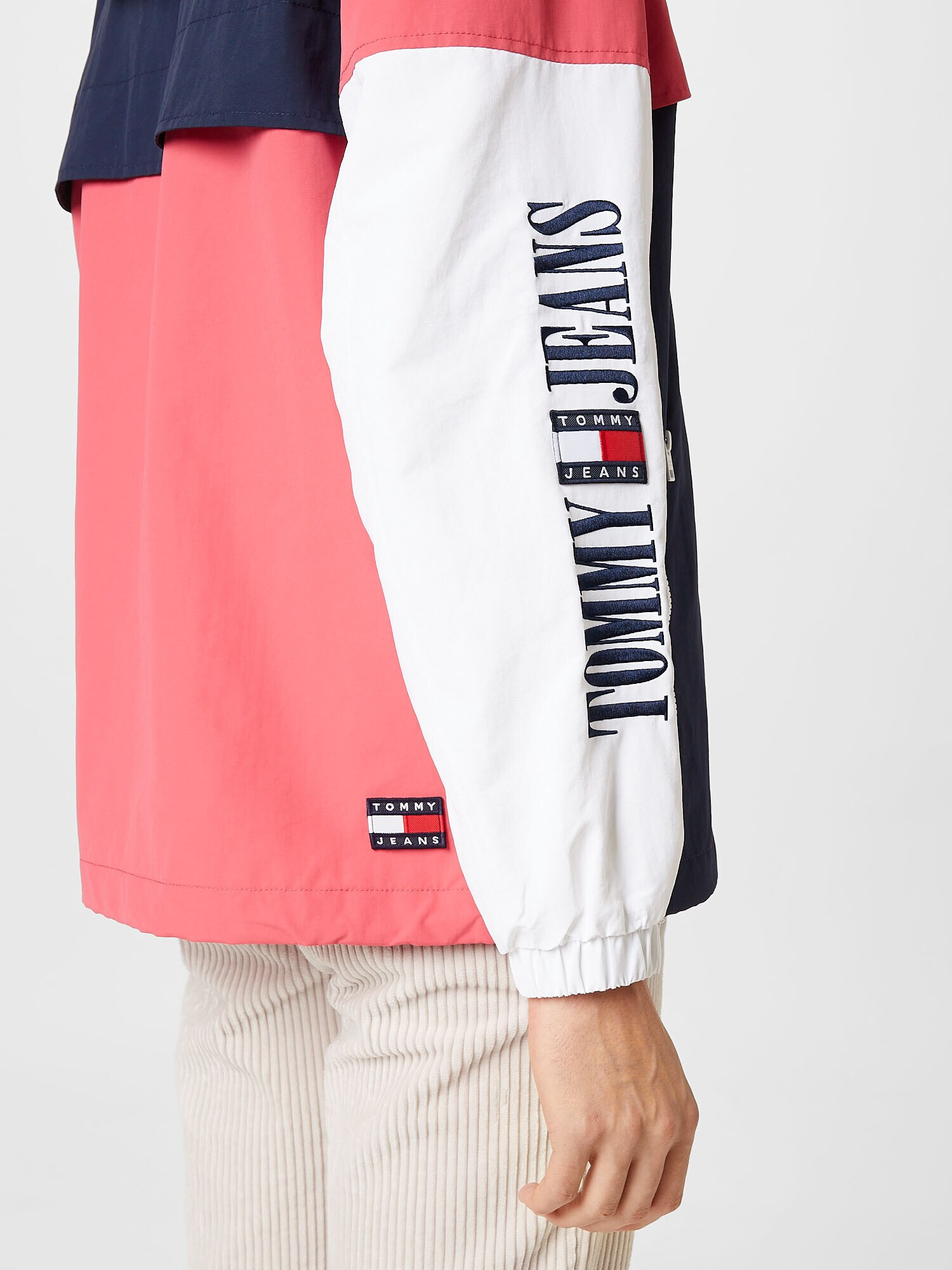 Tommy Jeans Prechodná bunda tmavomodrá / melónová / šedobiela - Pepit.sk