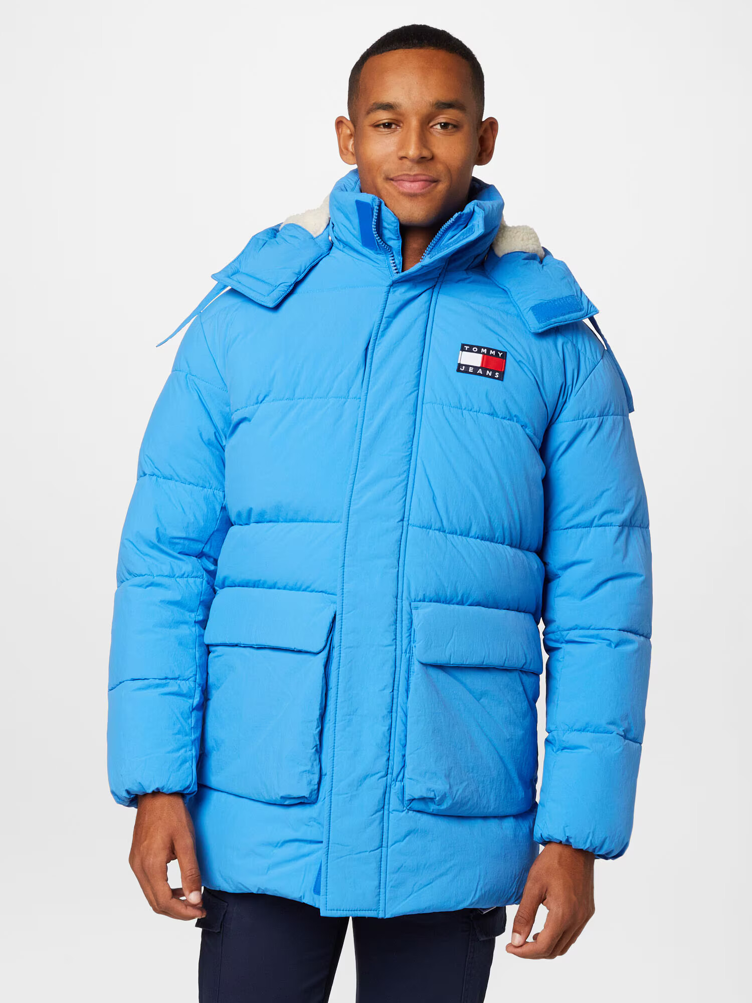 Tommy Jeans Prechodná parka námornícka modrá / nebesky modrá / ohnivo červená / biela - Pepit.sk