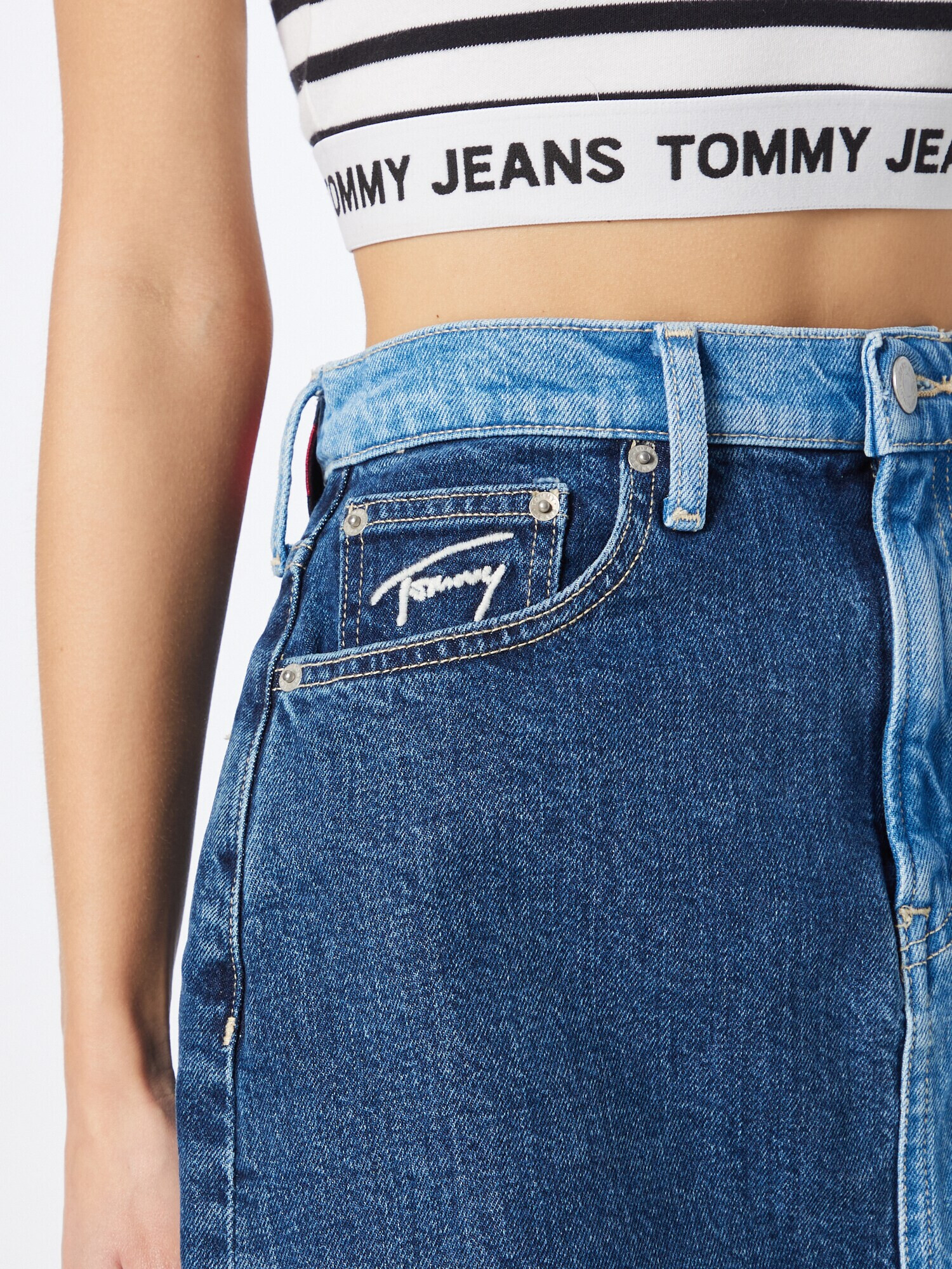 Tommy Jeans Sukňa modrá / modrá denim / biela - Pepit.sk