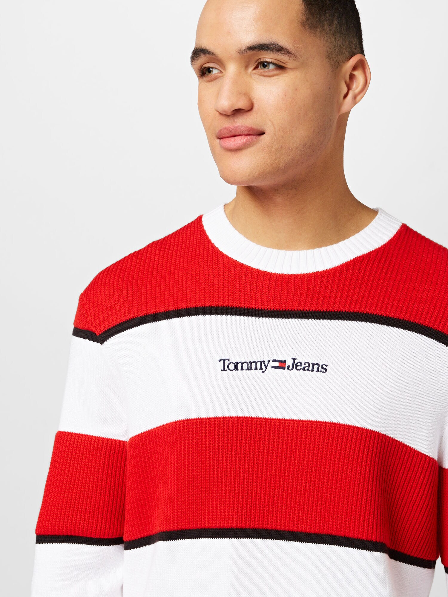 Tommy Jeans Sveter červená / čierna / biela - Pepit.sk