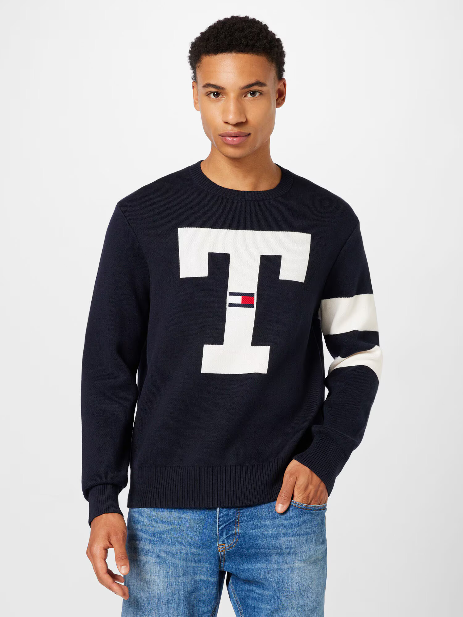 Tommy Jeans Sveter námornícka modrá / červená / biela - Pepit.sk