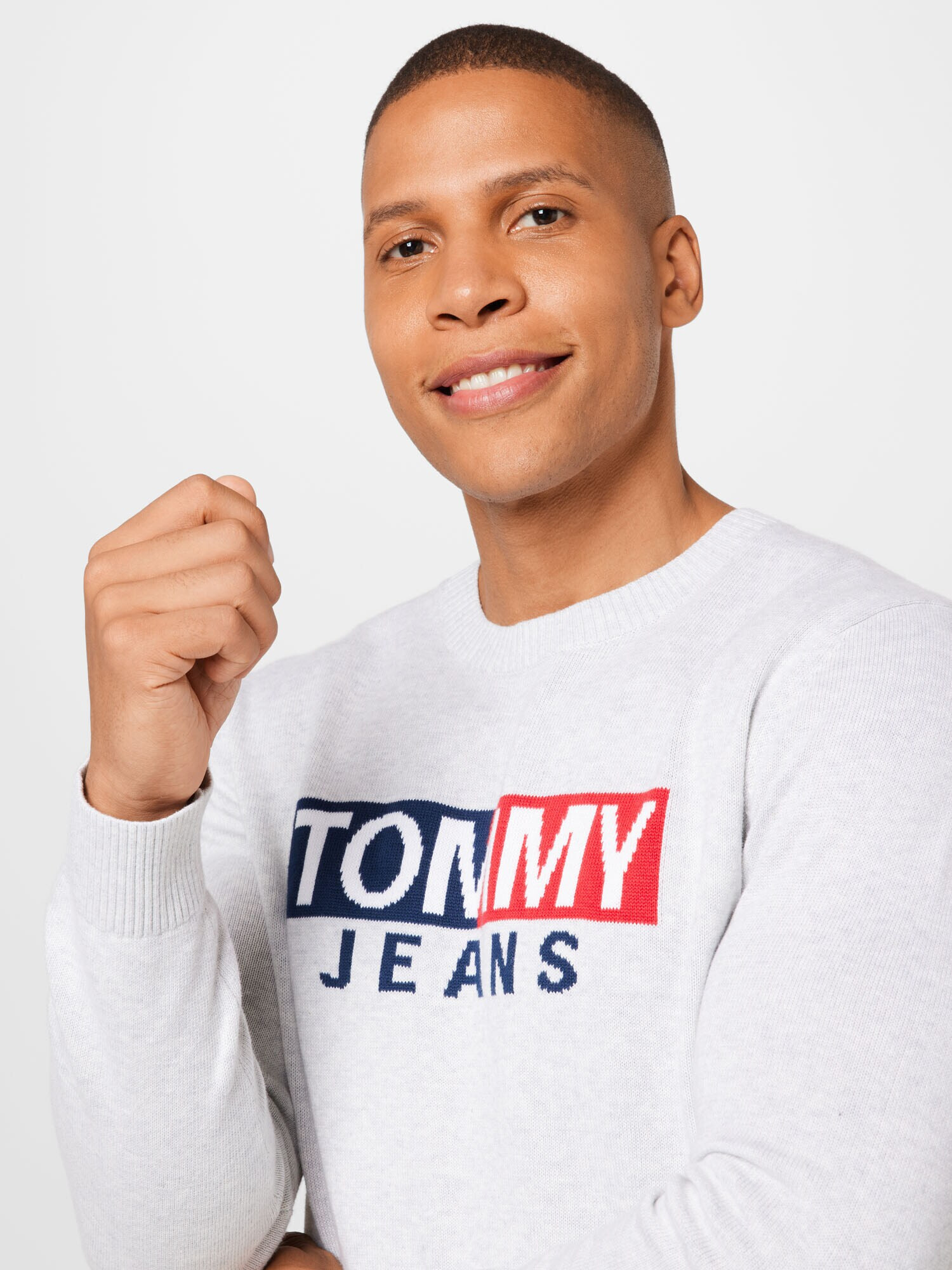 Tommy Jeans Sveter námornícka modrá / svetlosivá / svetločervená - Pepit.sk