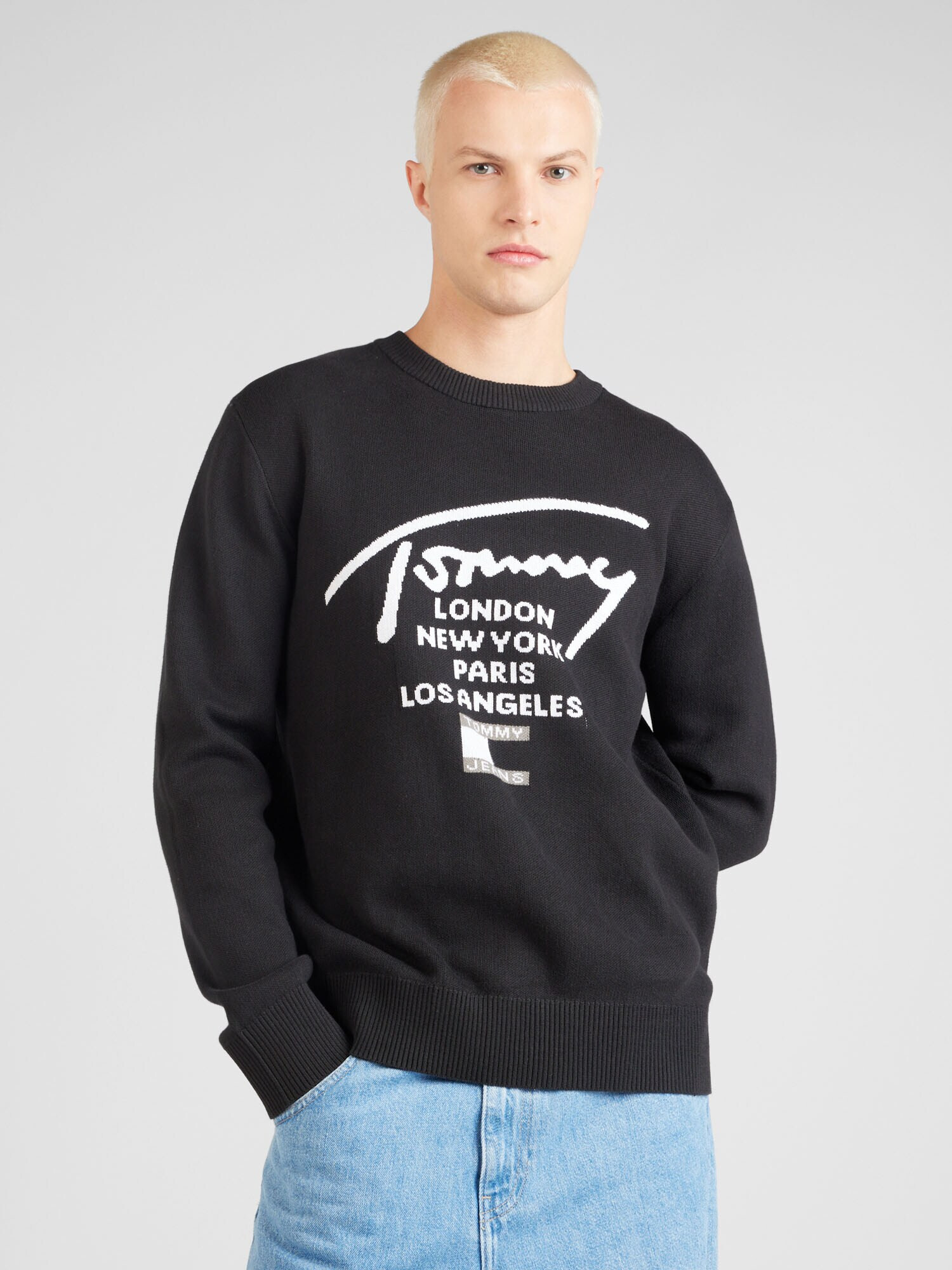 Tommy Jeans Sveter sivá / čierna / biela - Pepit.sk