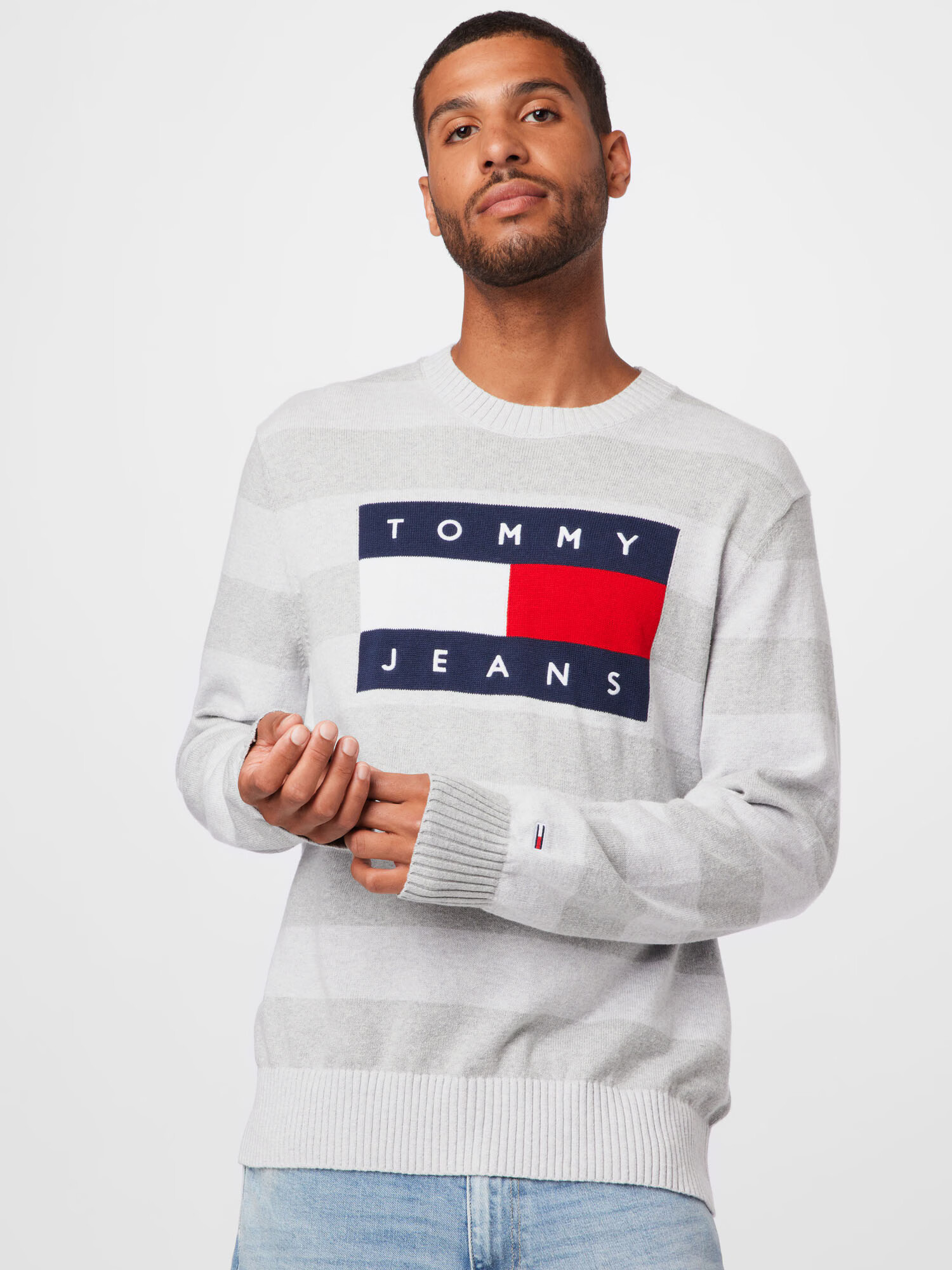 Tommy Jeans Sveter tmavomodrá / svetlosivá / červená / biela - Pepit.sk