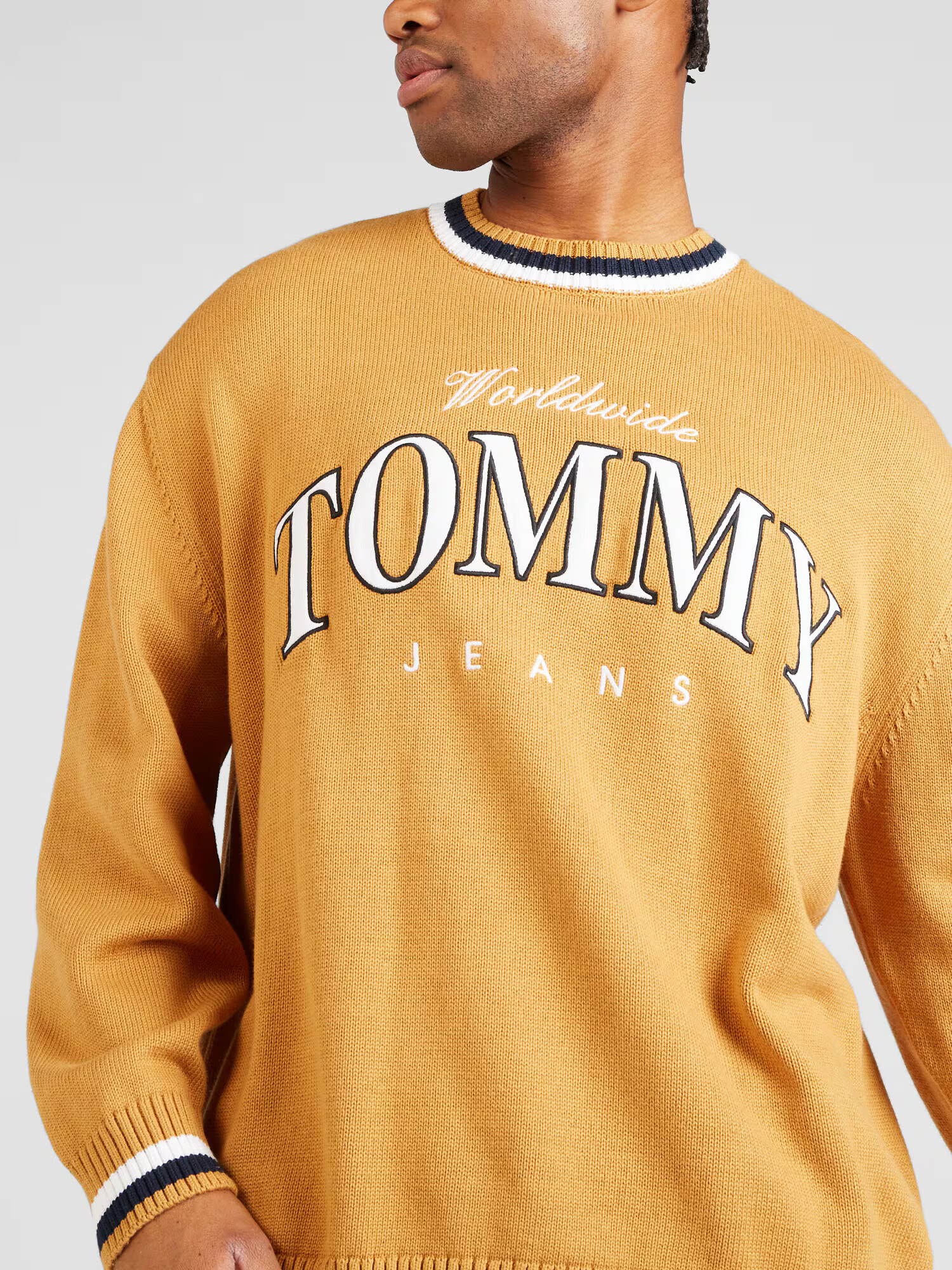 Tommy Jeans Sveter 'VARSITY' tmavomodrá / karí / biela - Pepit.sk