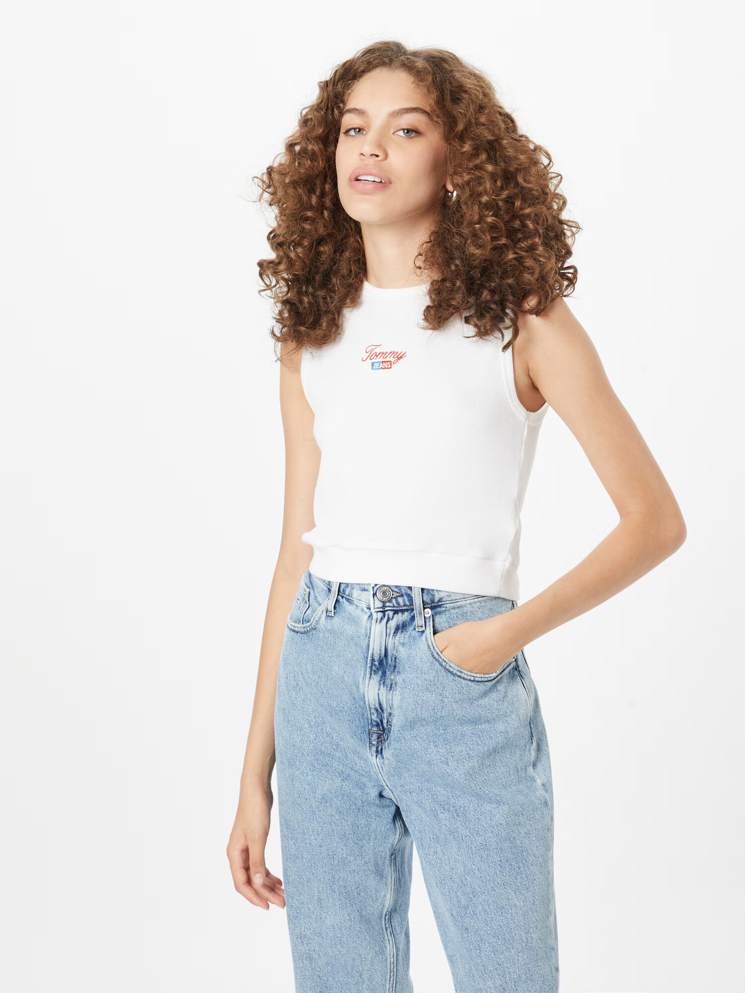 Tommy Jeans Top svetločervená / biela - Pepit.sk