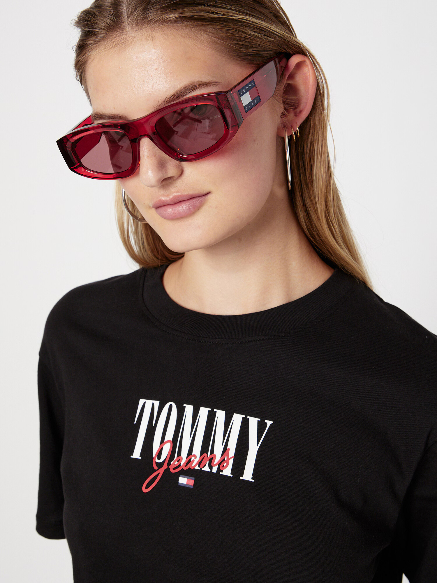 Tommy Jeans Tričko červená / čierna / biela - Pepit.sk