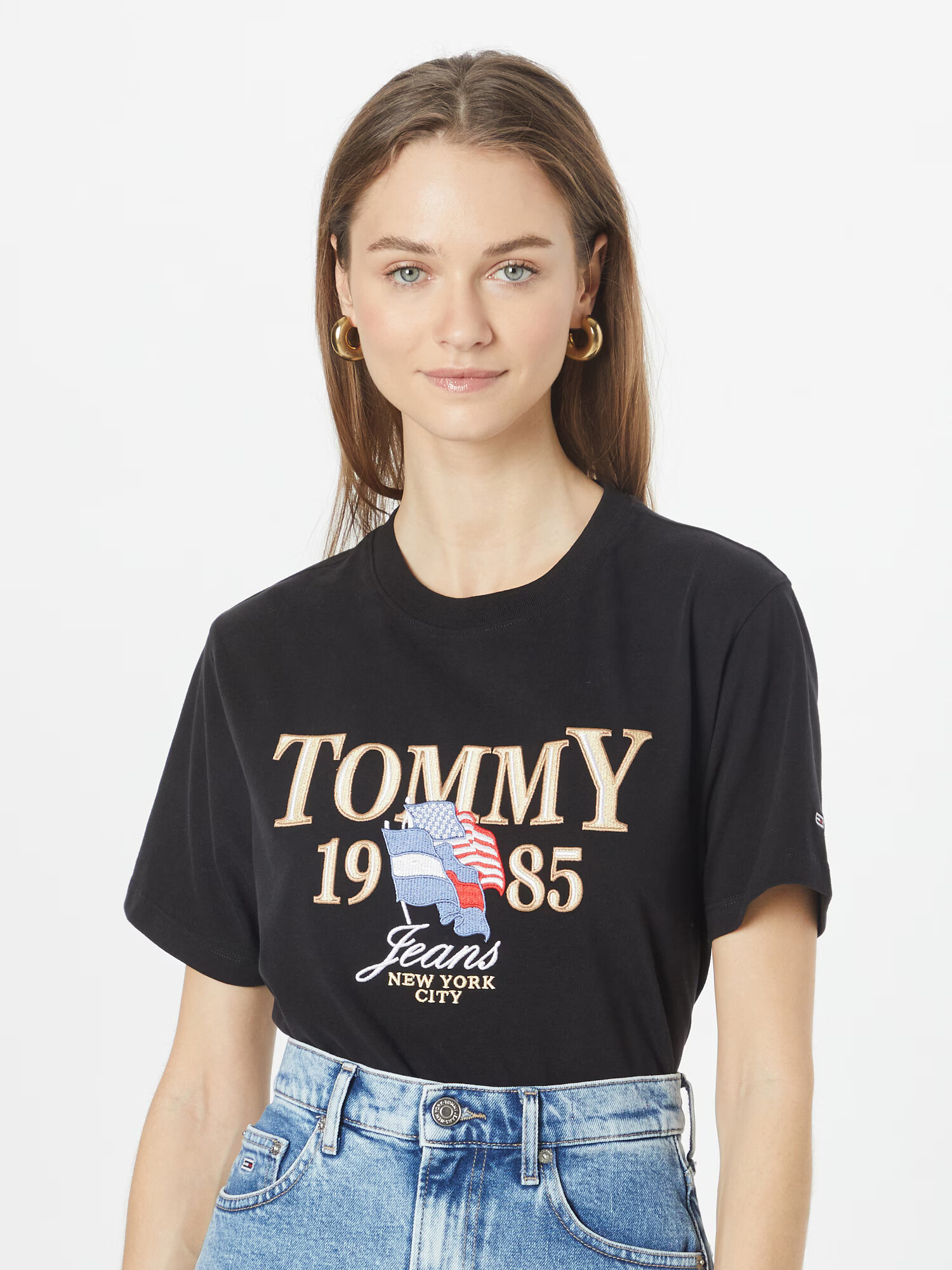 Tommy Jeans Tričko dymovo modrá / zlatá / červená / čierna - Pepit.sk