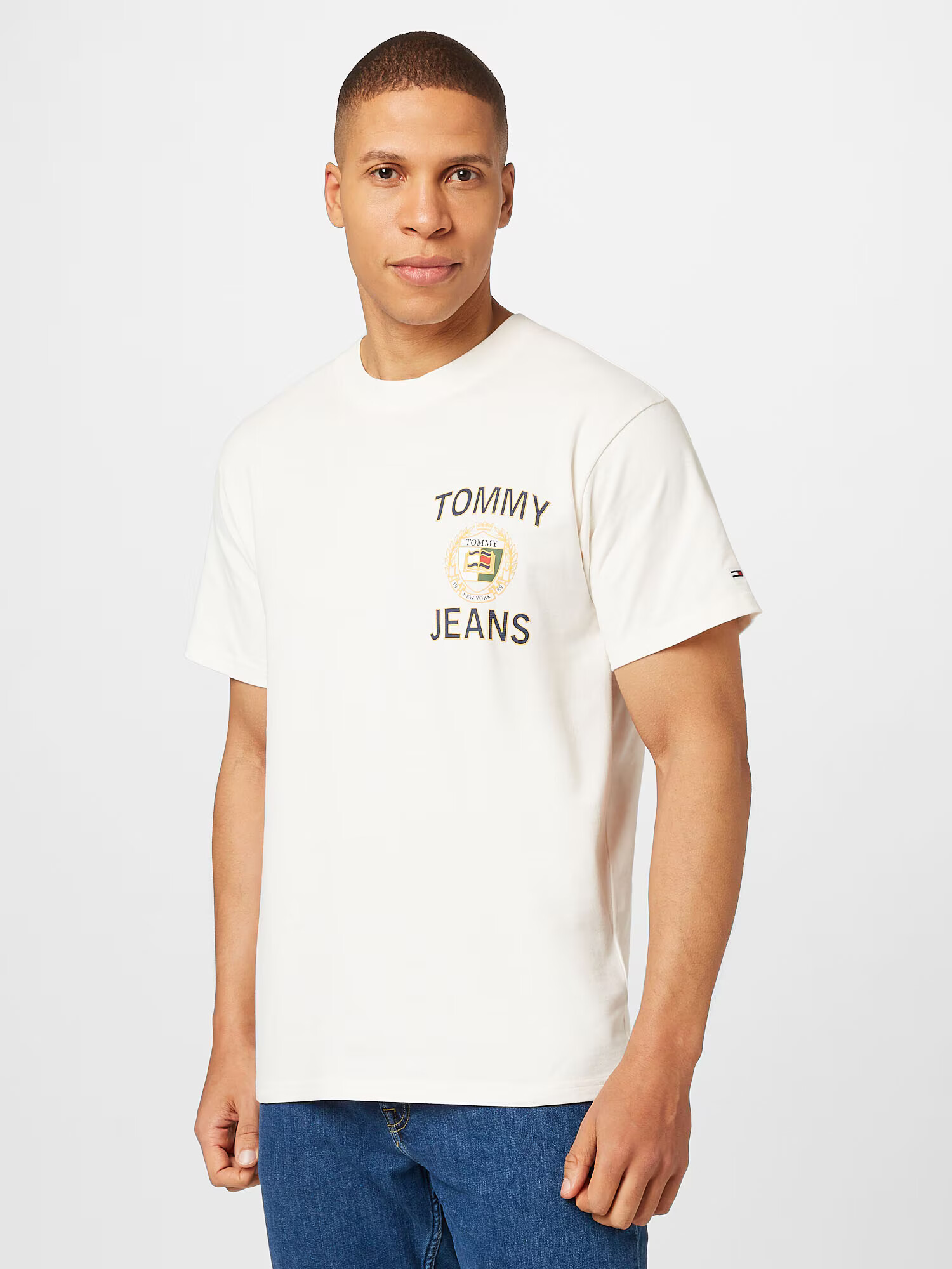 Tommy Jeans Tričko 'Luxe' námornícka modrá / žltá / tmavozelená / biela - Pepit.sk