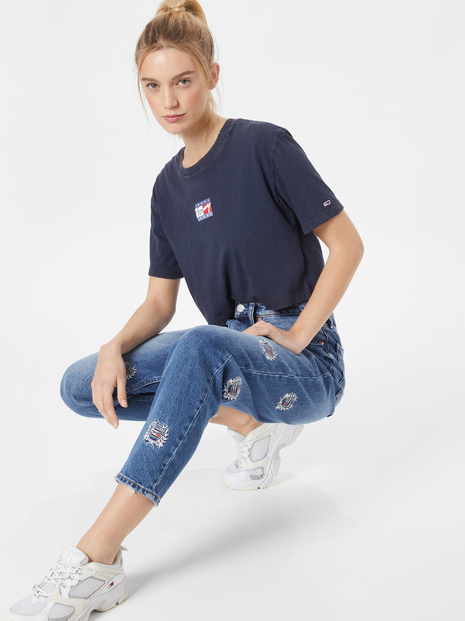 Tommy Jeans Tričko námornícka modrá / kráľovská modrá / svetlomodrá / ohnivo červená / biela - Pepit.sk