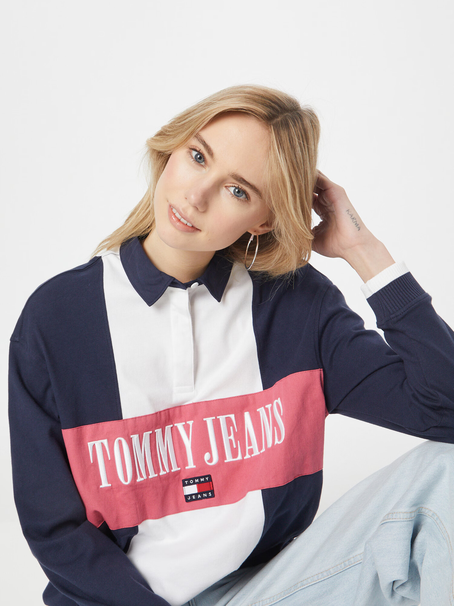 Tommy Jeans Tričko námornícka modrá / červená / melónová / biela - Pepit.sk