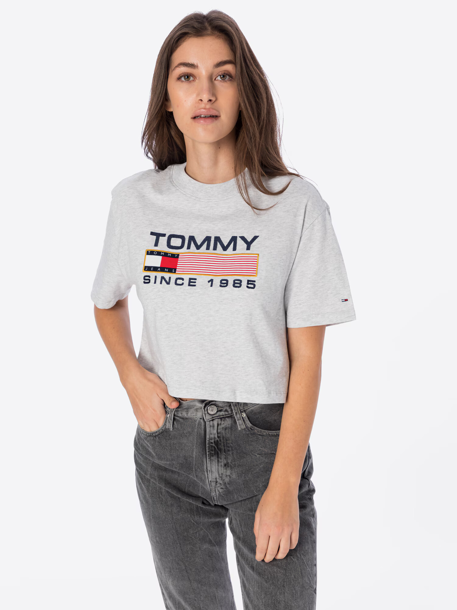 Tommy Jeans Tričko námornícka modrá / sivá melírovaná / červená / biela - Pepit.sk