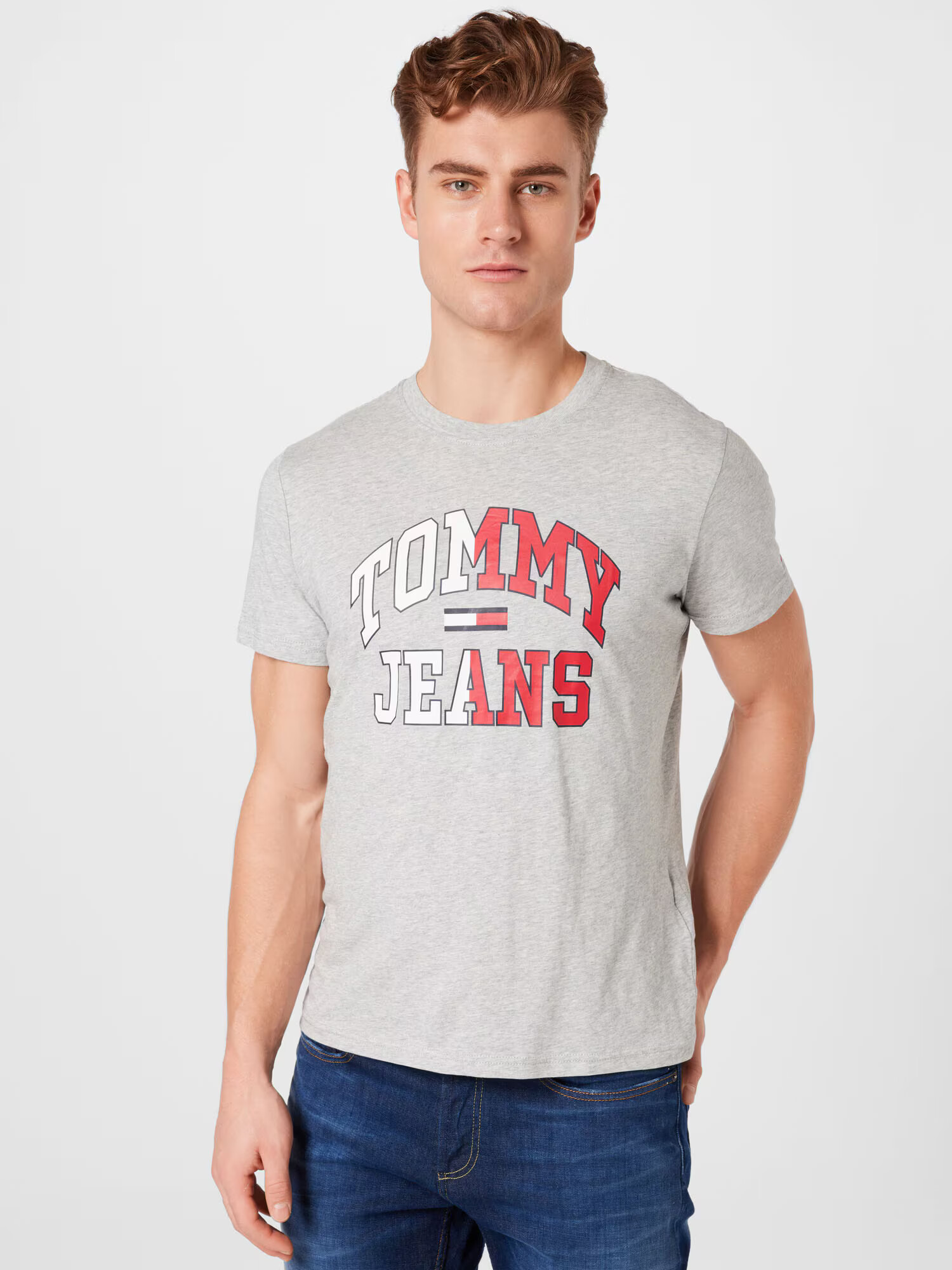 Tommy Jeans Tričko námornícka modrá / sivá melírovaná / červená / biela - Pepit.sk