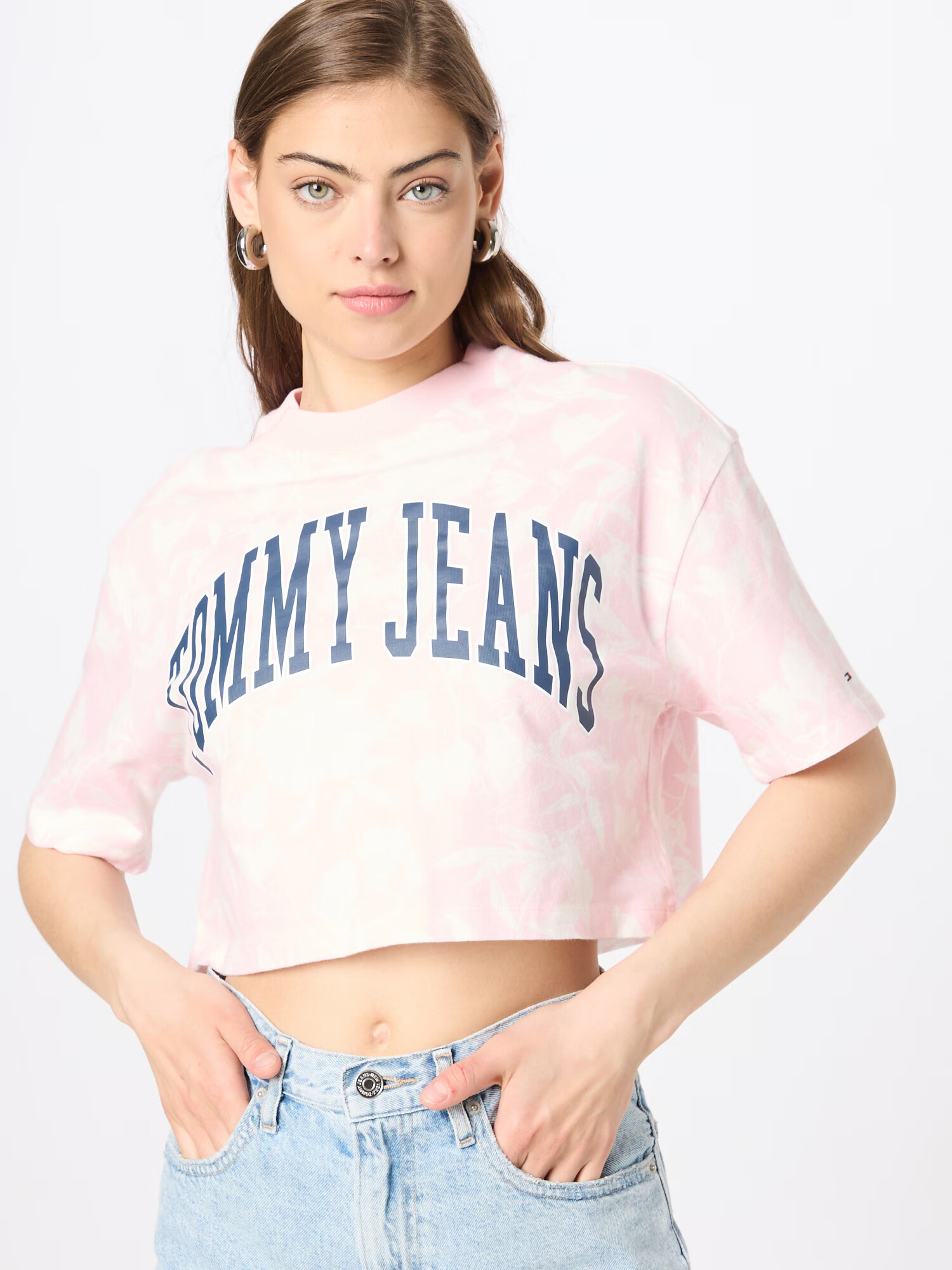 Tommy Jeans Tričko námornícka modrá / svetloružová / biela - Pepit.sk