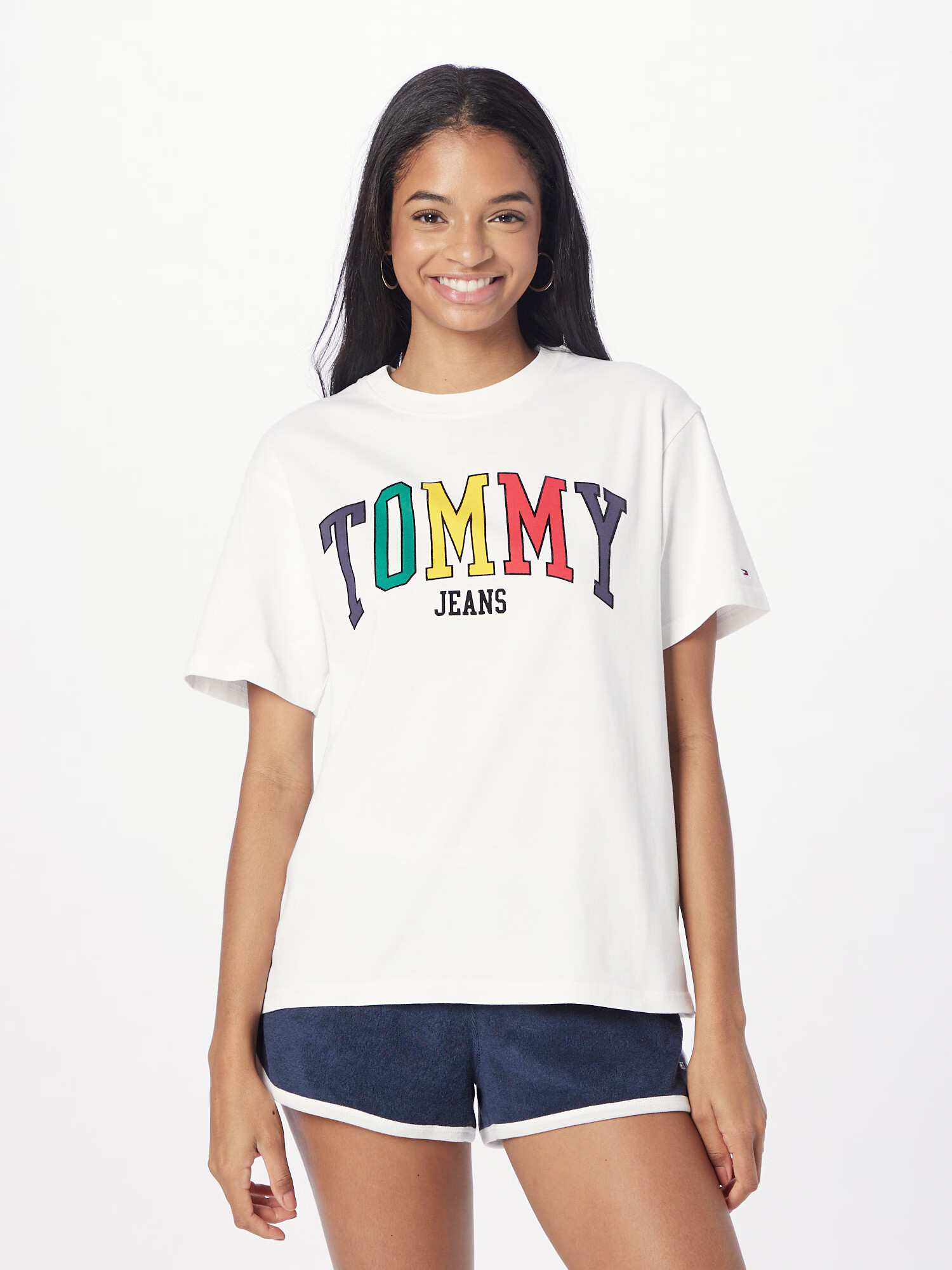 Tommy Jeans Tričko námornícka modrá / žltá / fialová / biela - Pepit.sk