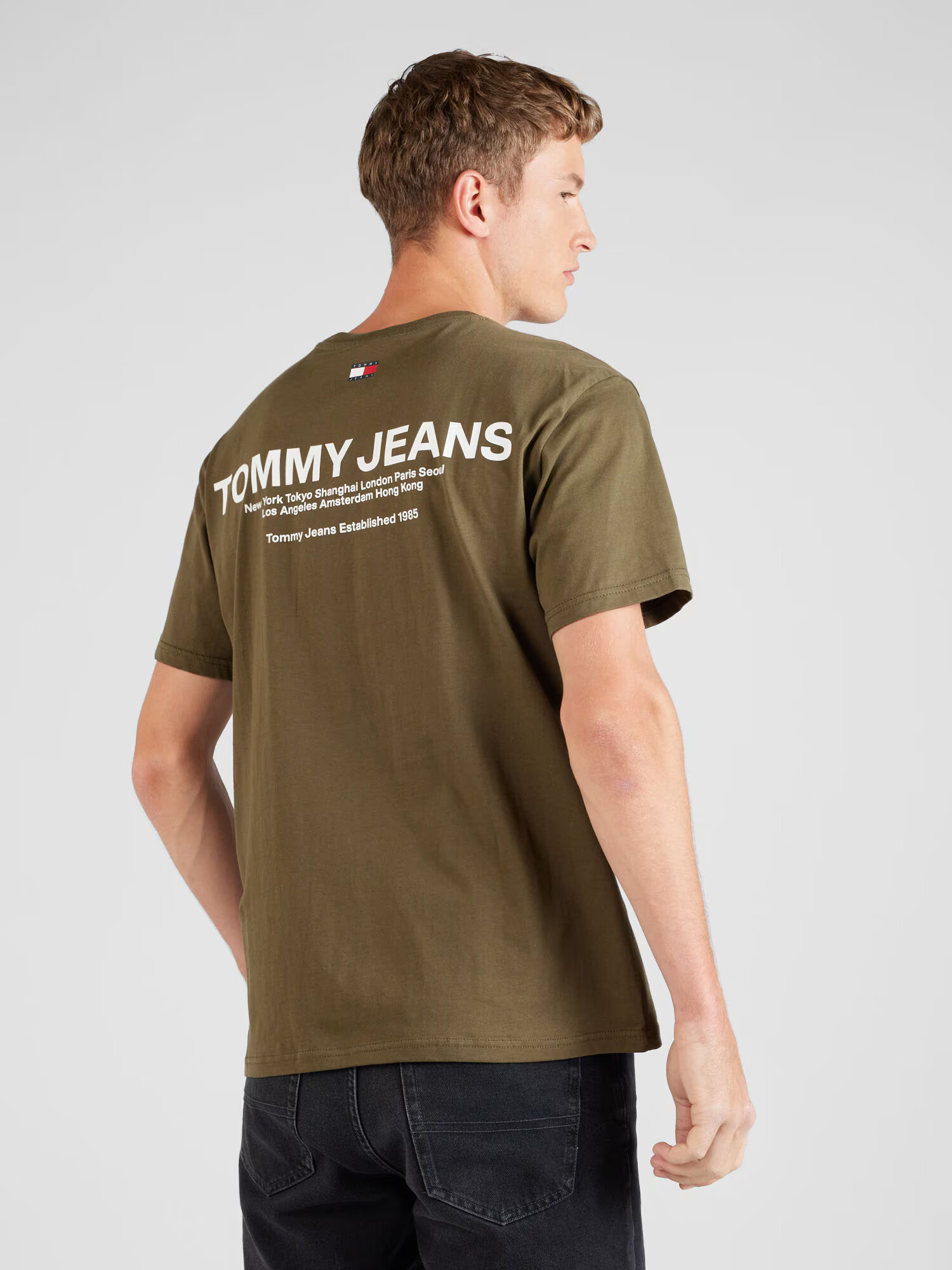 Tommy Jeans Tričko olivová / biela - Pepit.sk