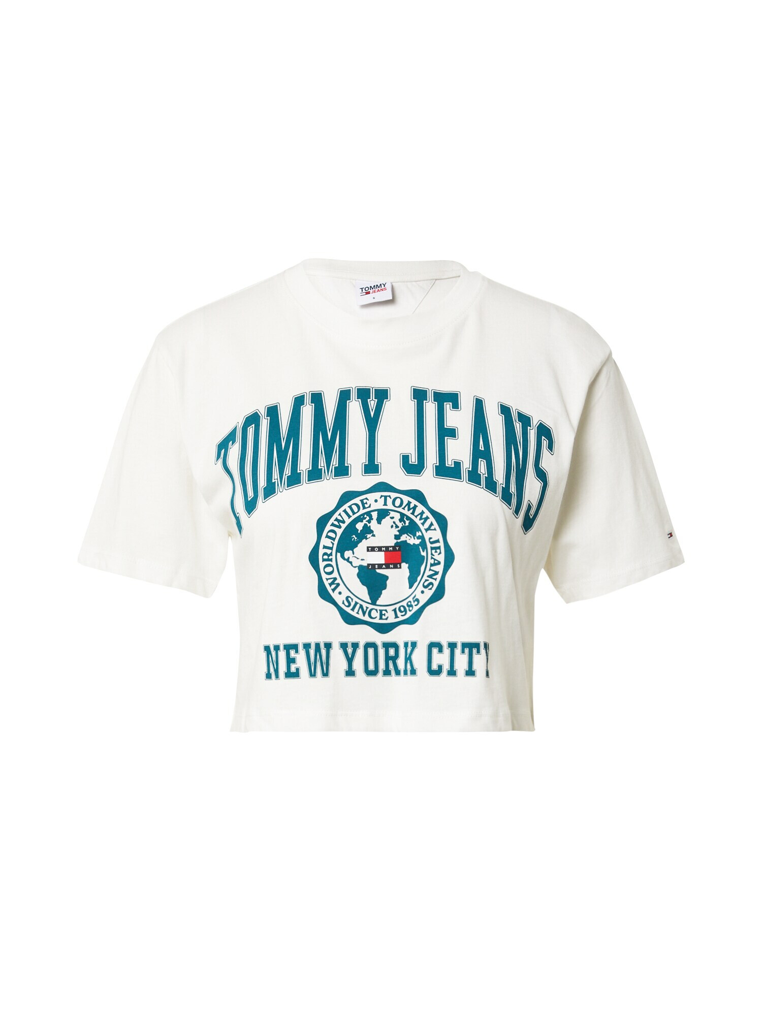 Tommy Jeans Tričko petrolejová / červená / šedobiela - Pepit.sk