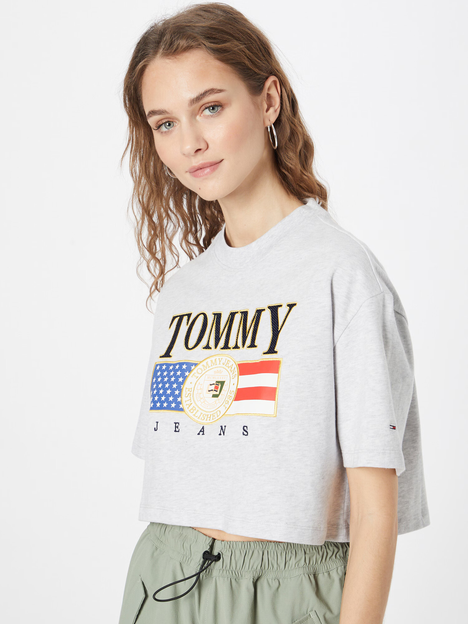 Tommy Jeans Tričko sivá melírovaná / zmiešané farby - Pepit.sk